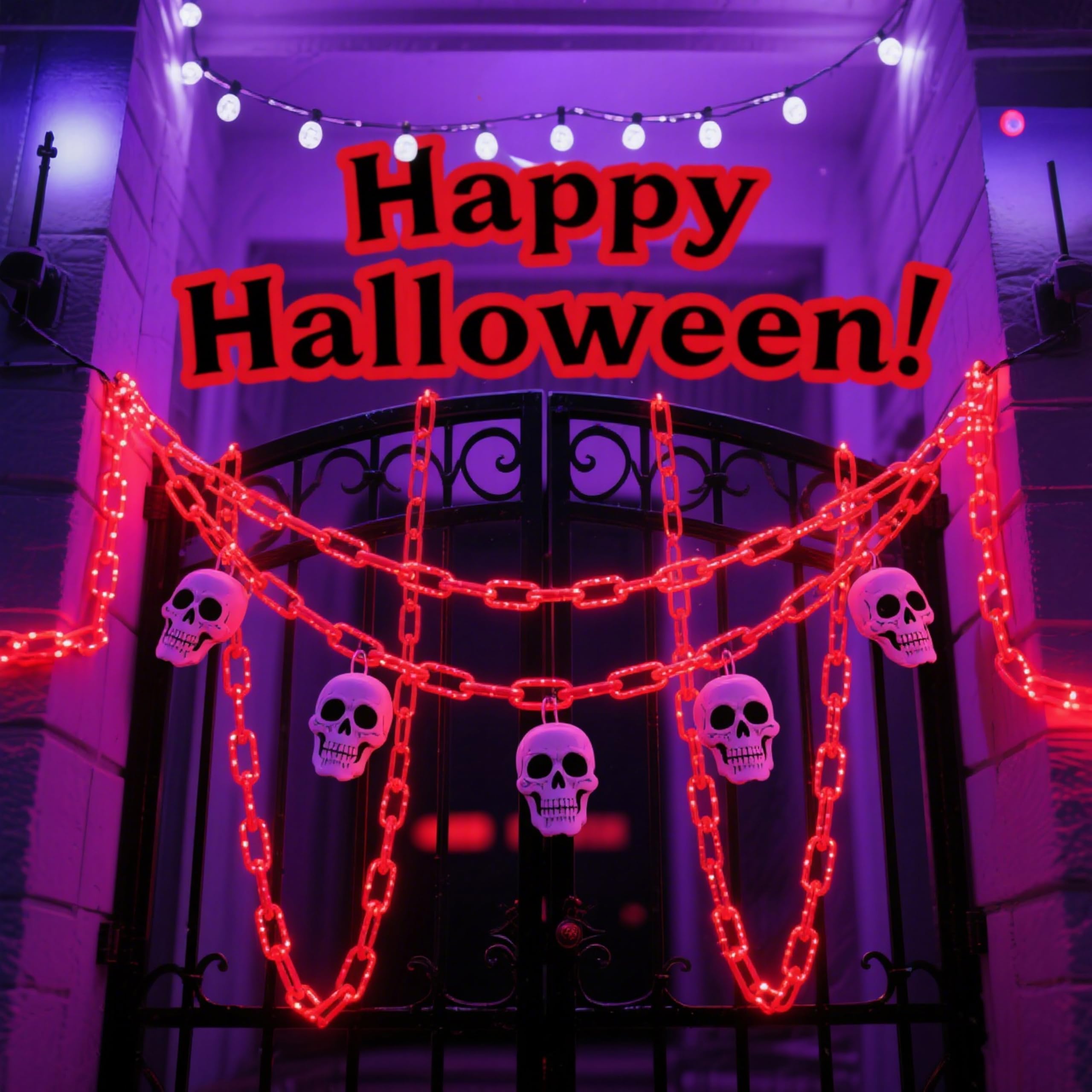 Halloween Deko LED Fensterlichter, 8 Modi Dekorationen Lichterkette 2/3/4M Deko Outdoor Lichter, Batteriebetriebene Lichter Dekoration Indoor Outdoor Home Yard Party, 4M