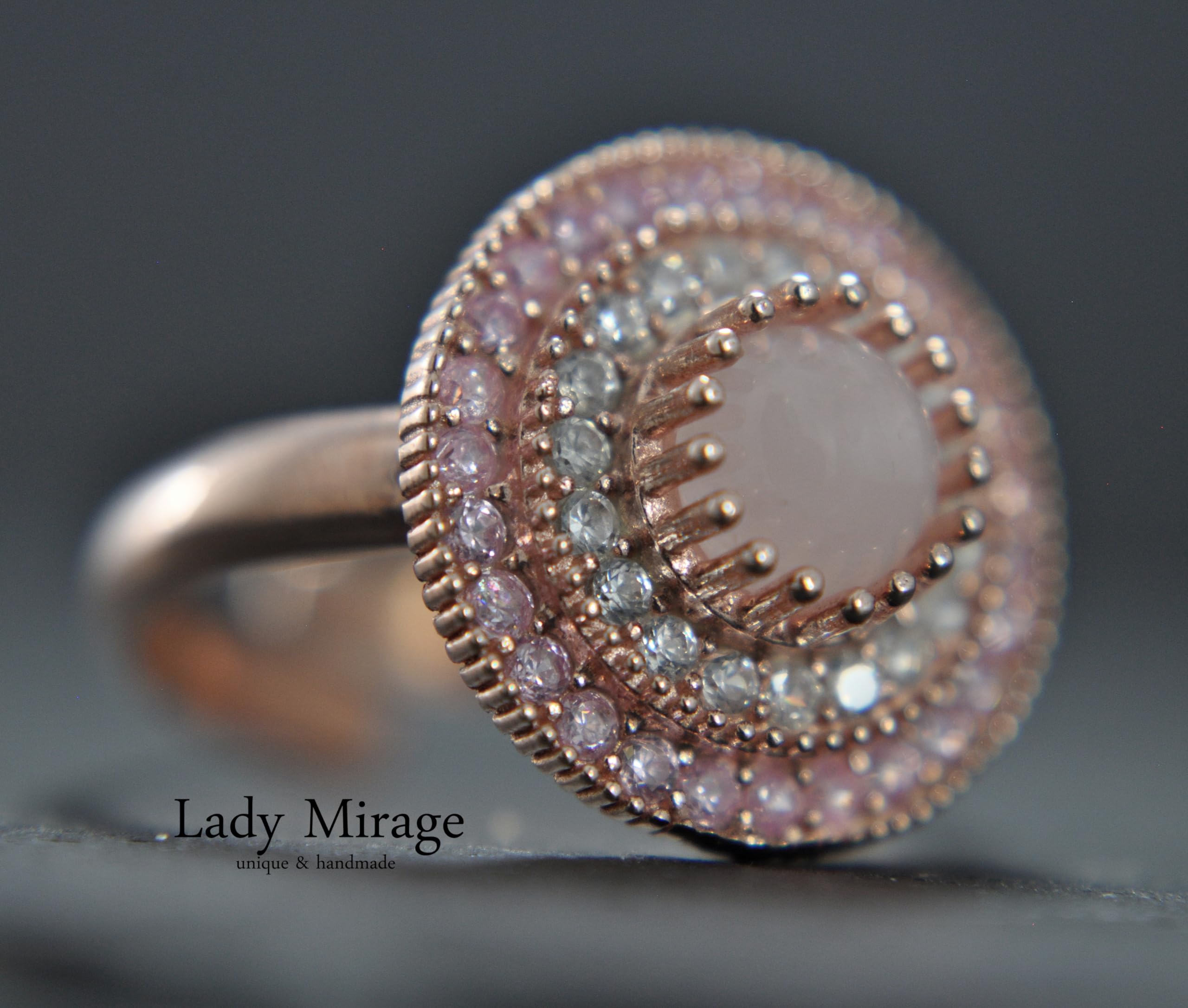 Sterling Silber Kette Damen - 925 - Edelstein Kette - Halsketten mit Anhängern - Rosenquarz Edelstein - Brautschmuck Rosegold - Tropfen - Zirkonia - Geschenk für Sie - Schmuck-Handmade Geschenk