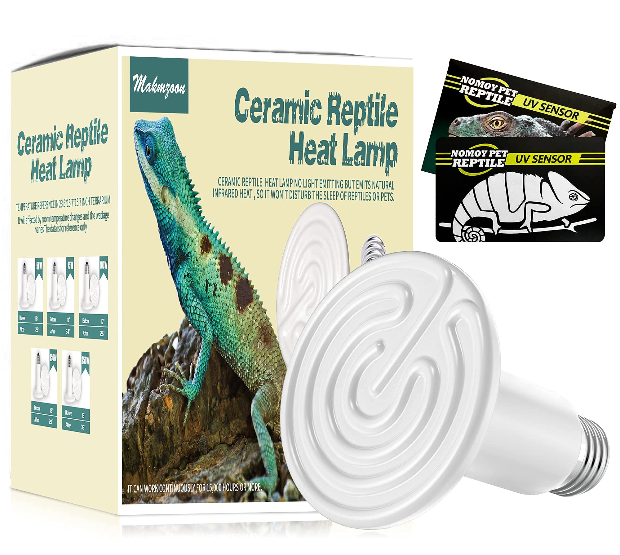 Ceramic Heat Emitter,100W Makmzoon Ceramic Heat Bulb Reptile Heat Lamp