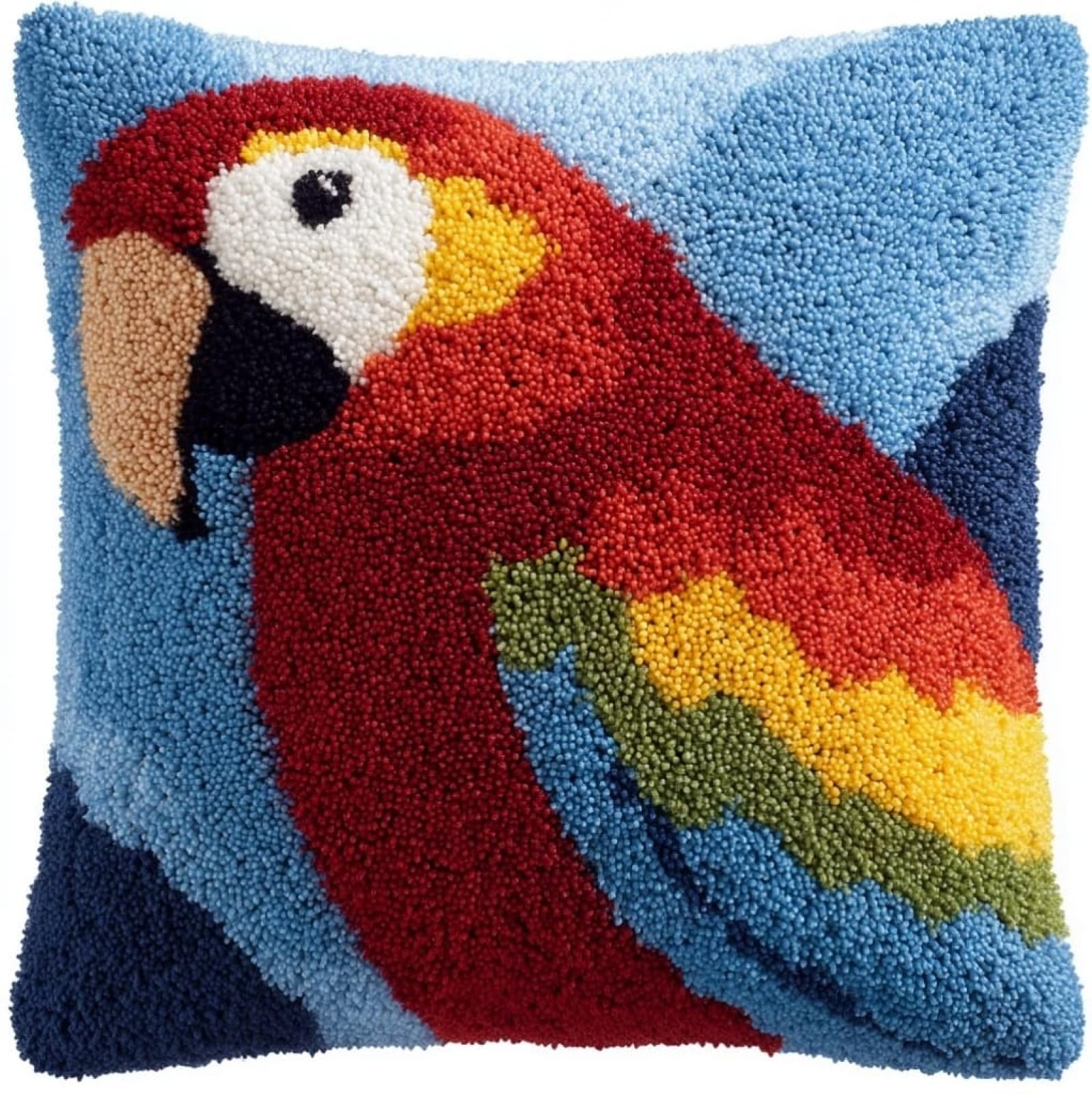 Wallustrioaw Parrot Latch Hook Kits Pillowcase Embroidery Kit,