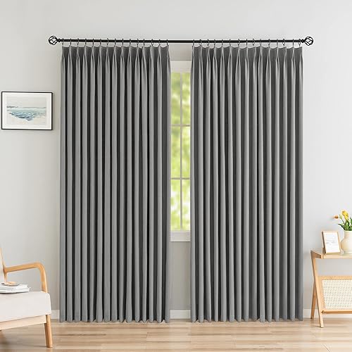 MAIHER Cortina plisada total opaca extra ancha de lino sintético con aislamiento térmico para puerta corrediza, 84 pulgadas de ancho x 96 pulgadas