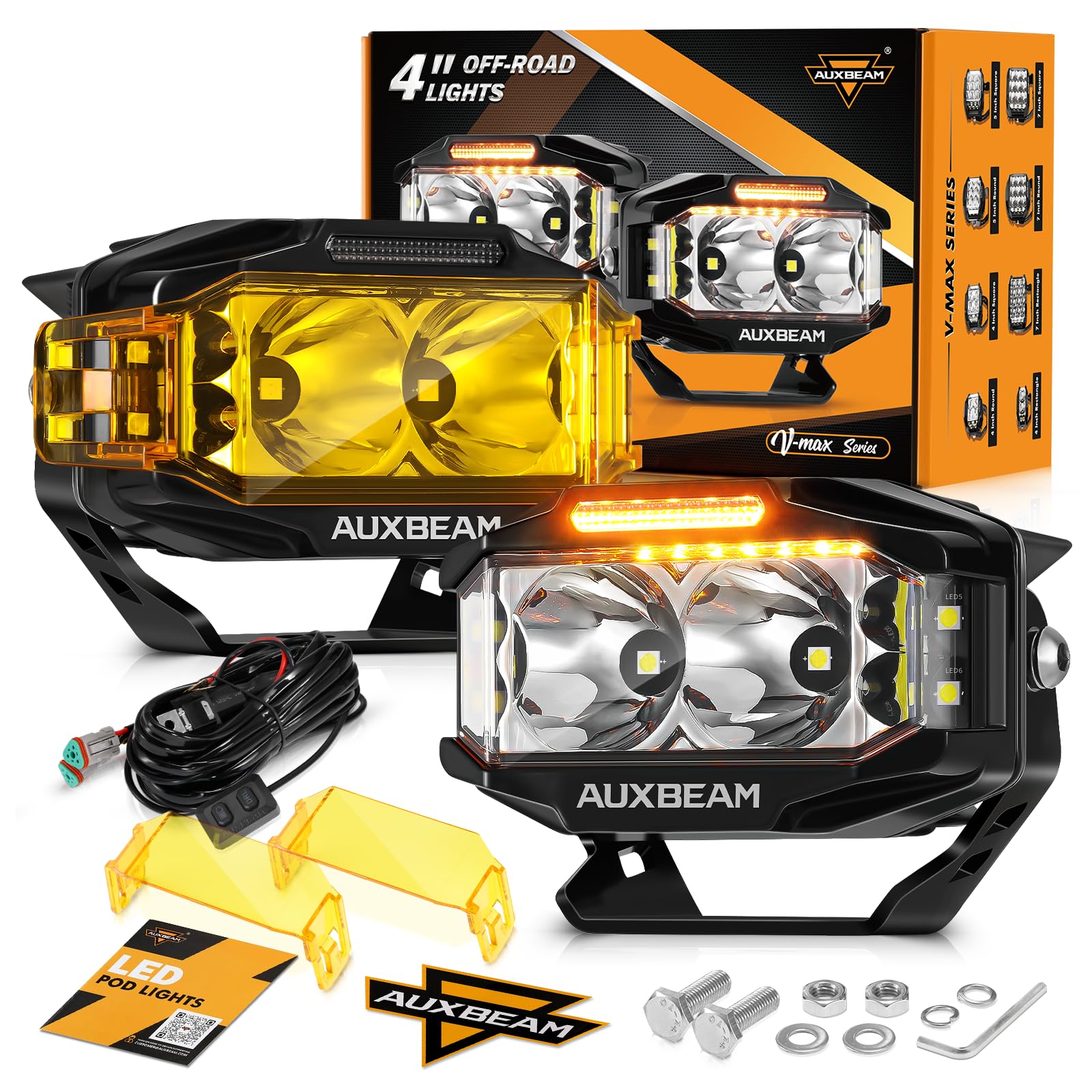 Auxbeam V-MAXシリーズ ポッド ドライビングライト、4x2.5インチ Amazon.co.jp: Auxbeam V-MAXシリーズ 72W LED ポッド ドライビング