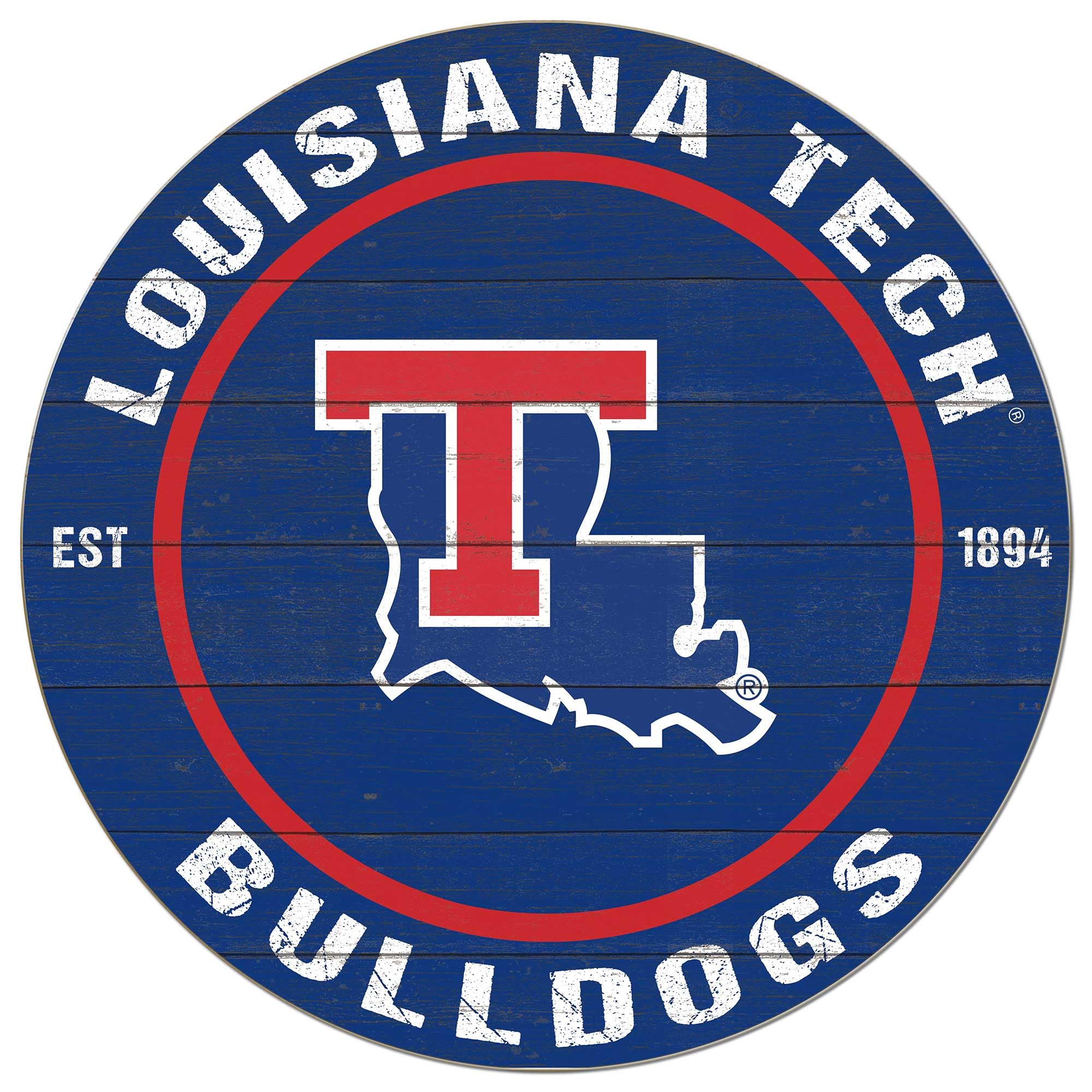 Kh Sports Fanlouisiana Tech Bulldogs Colored Circle Sign 20x20