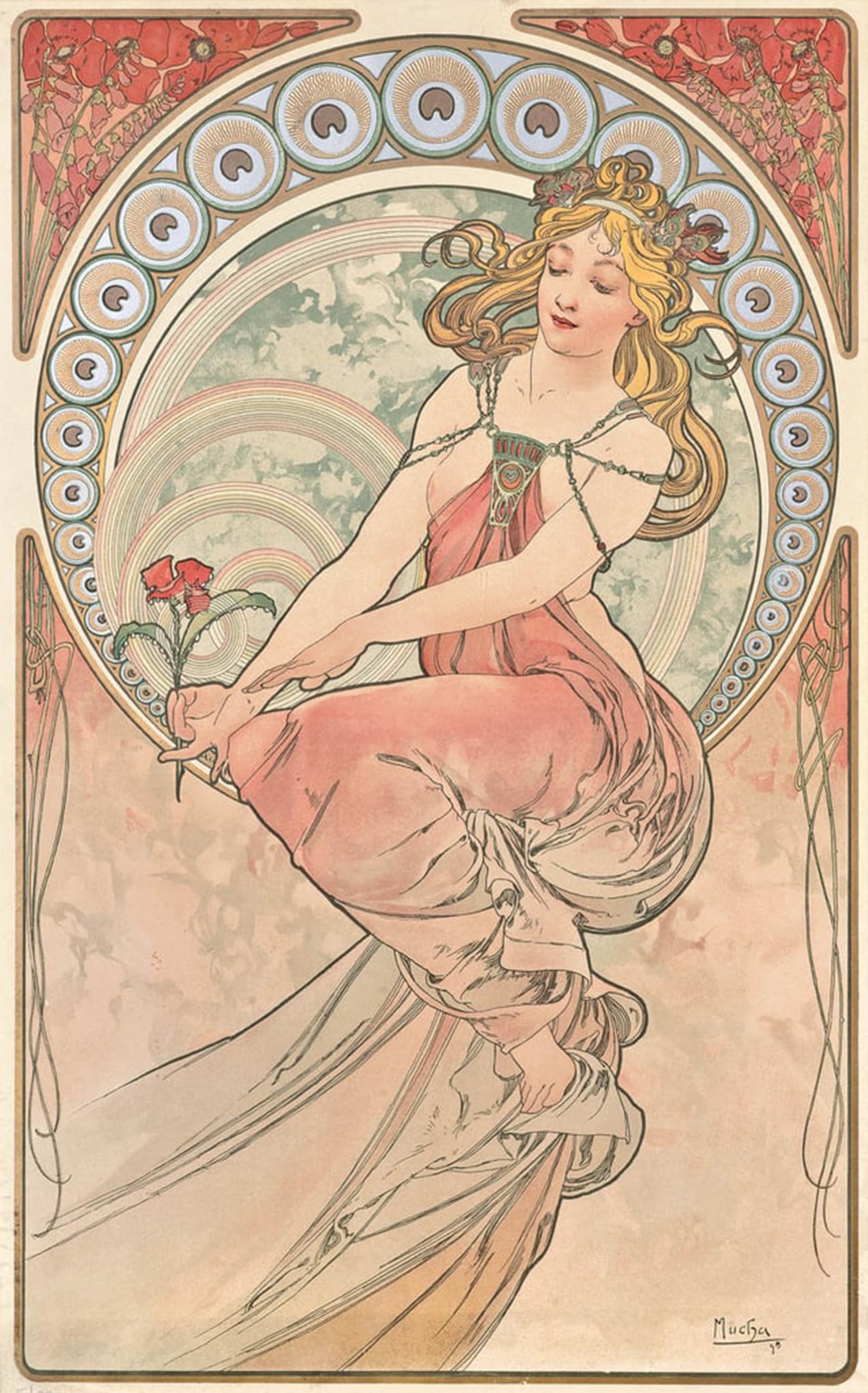 SERENDIPITP Vintage Picture Print on Canvas Wall Art Poster November decoration illustration picture by Alphonse Mucha Artwork Print Poster for Wall Decor 60x90cm