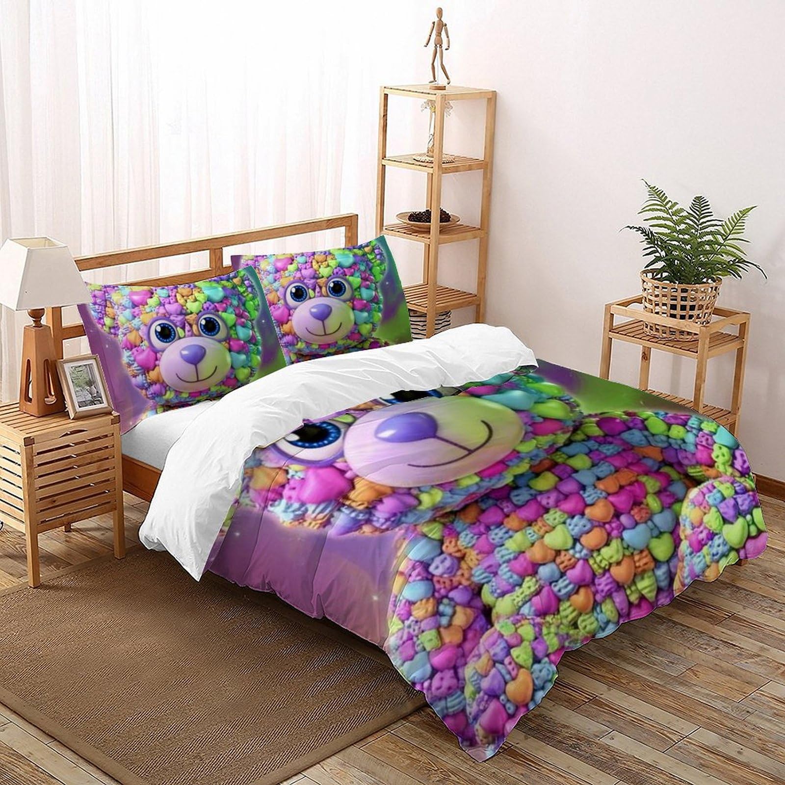 Housse de couette ours colorés pour illuminer la chambre d'un garçon de motifs animaux 3D Super King