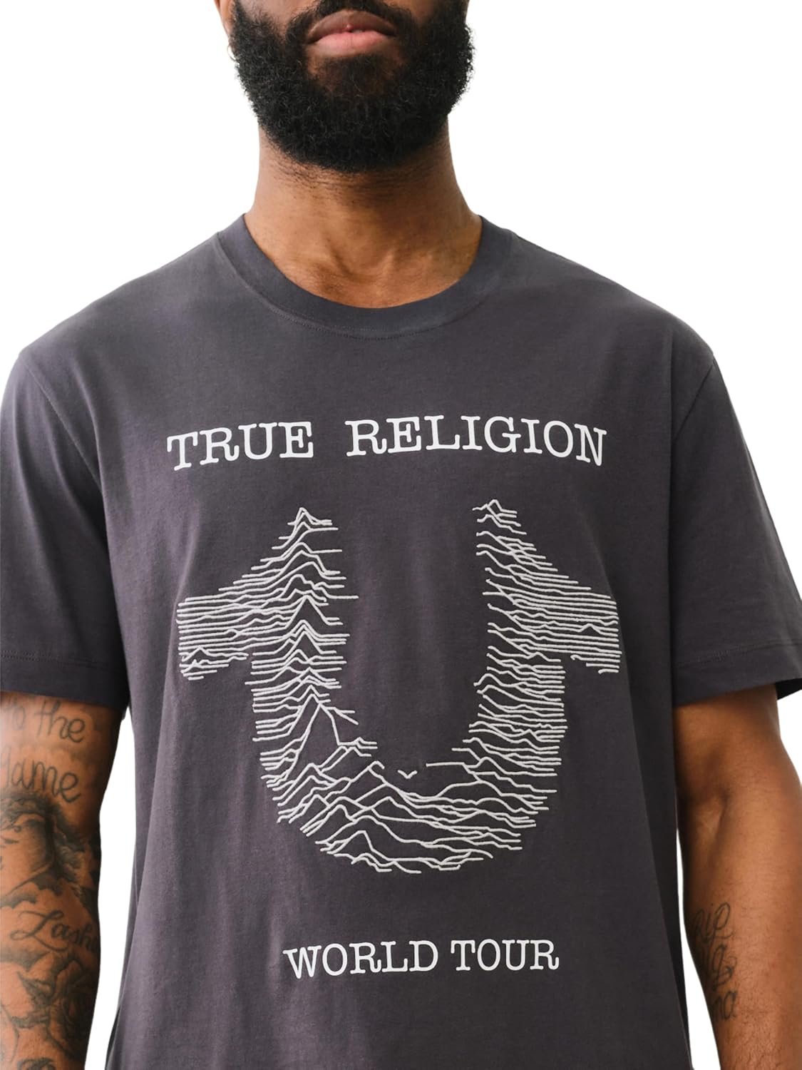 True Religion Men's SS Embroidery Radio Wave Tee – Short Sleeve T-Shirt