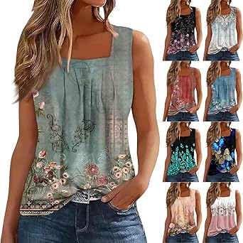 Spring Summer Plus Size Dressy Tank Tops for Women 2025 Womens Workout Floral Boho Beach Sleeveless Shirts Blouses