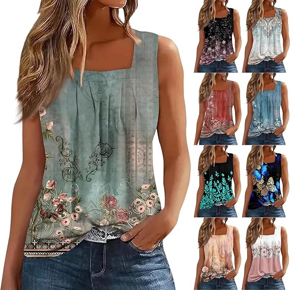 Spring Summer Plus Size Dressy Tank Tops for Women 2025 Womens Workout Floral Boho Beach Sleeveless Shirts Blouses