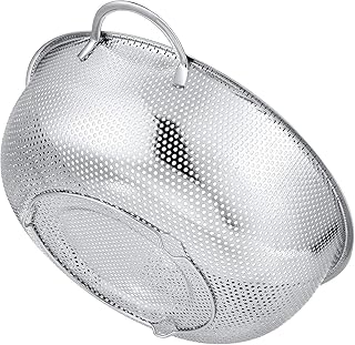 TEERFU - Colapasta in acciaio inox, microperforato, con manici, per spaghetti, riso, orzo, verdure e frutta fresca, Acciaio inossidabile, 19.5*7.6cm