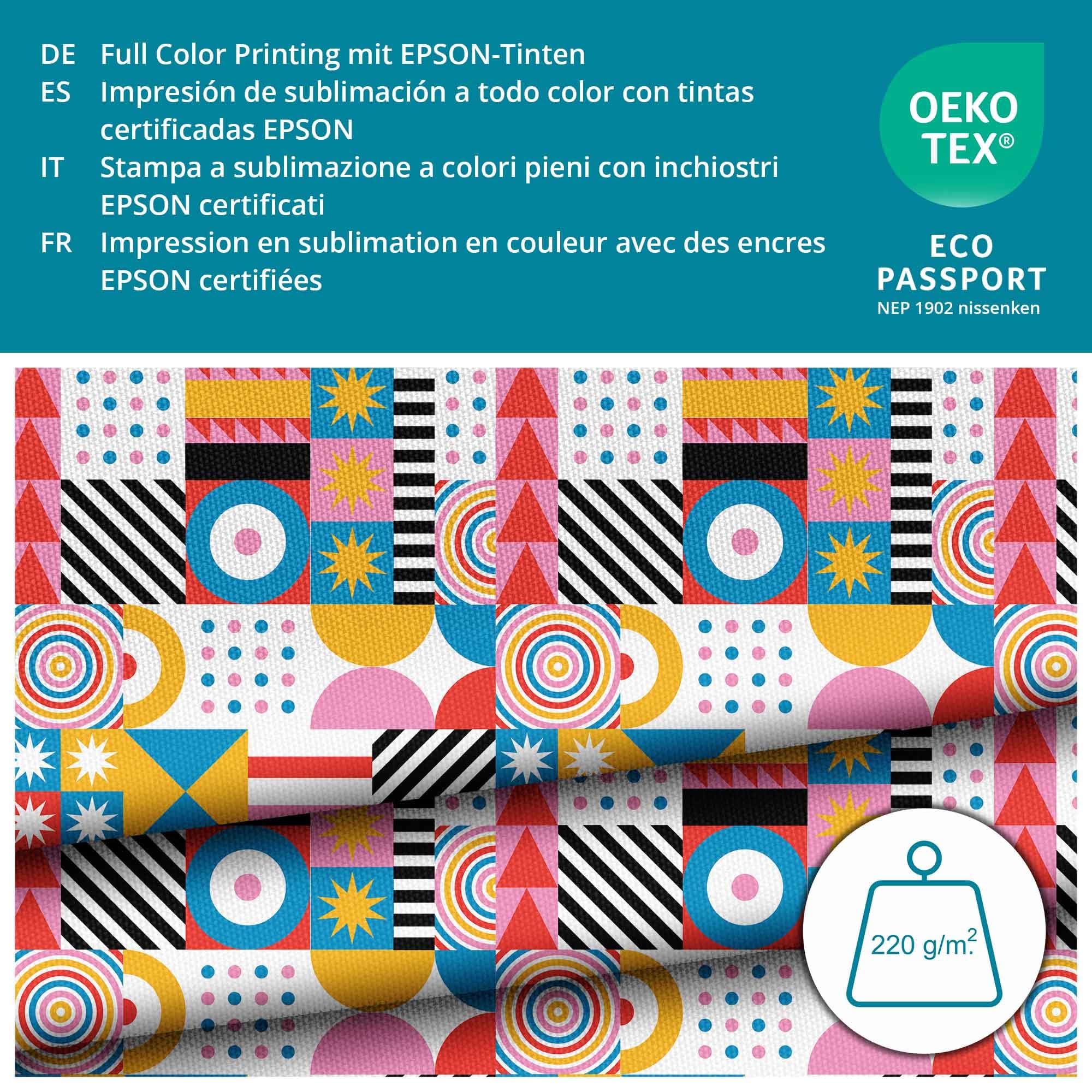 DreamRoots Tessuto Oxford Impermeabile 600D – 160 Cm Larghezza, 220 G/m² – Geometric Mosaic – Venduto Al Metro Per Esterni