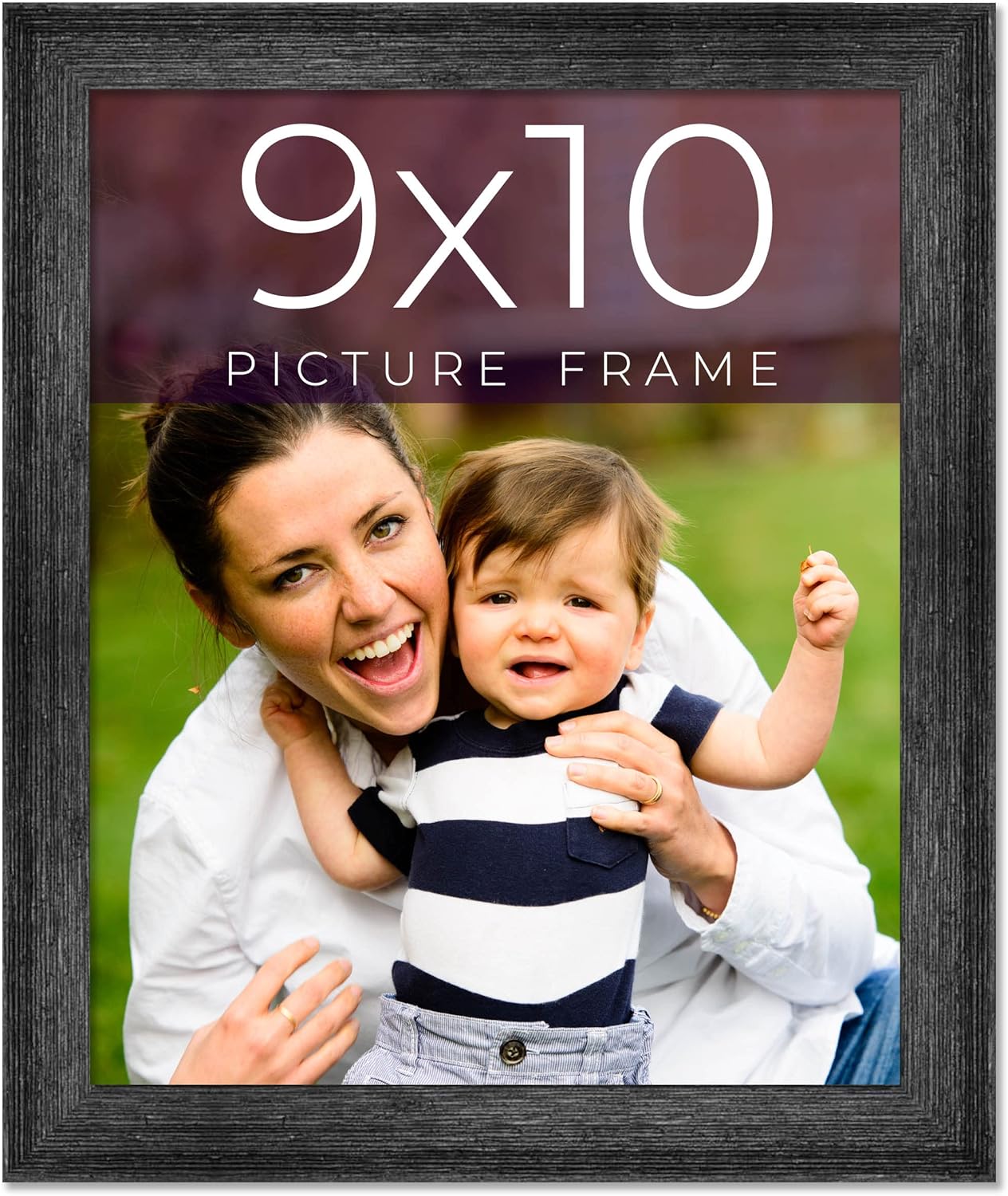 9x10 Frame Black Real Wood Picture Frame Width 1.5 Inches | Interior Frame Depth 0.5 Inches | Barn Black Distressed Photo Frame Complete with UV Acrylic, Foam Board Backing & Hanging Hardware