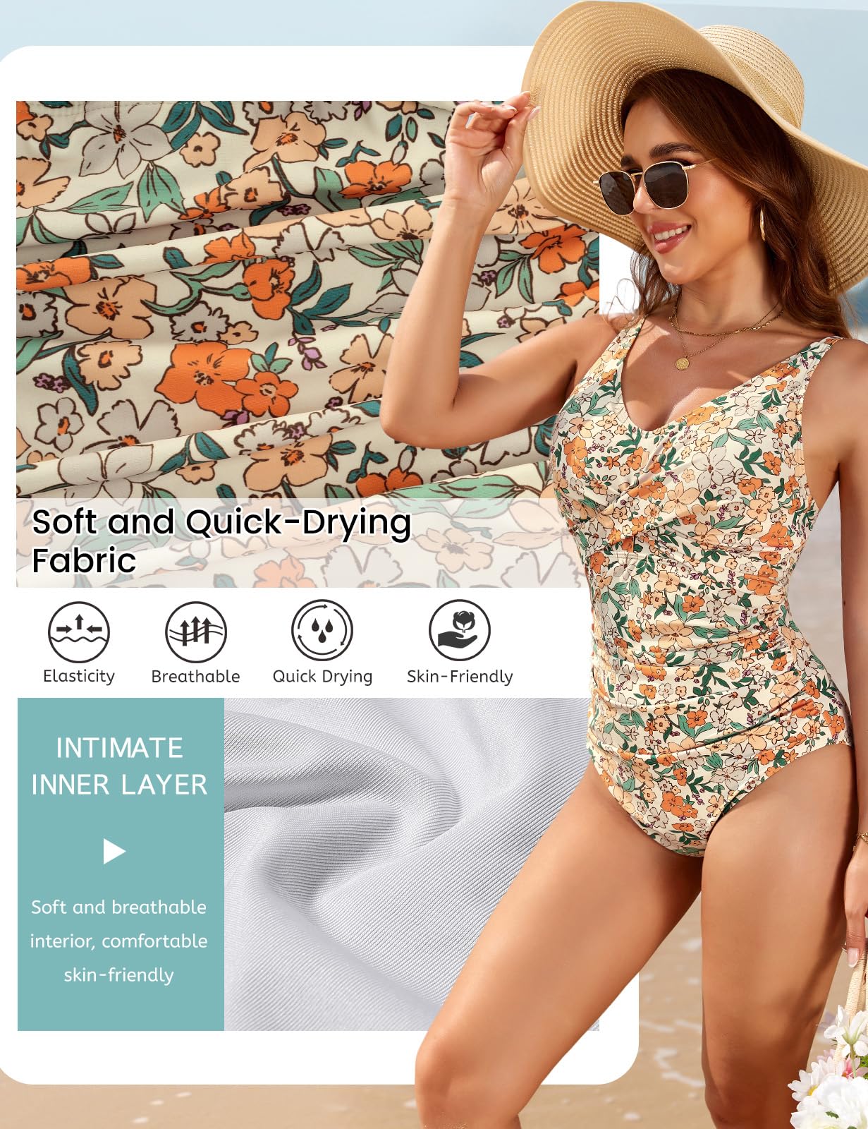 UMIPUBO Bañador Mujer Reductores Vientre Plano Talla Grande Traje de Baño de Una Pieza Cruce Torácico Sexy con Cuello en V Ropa de Baño
