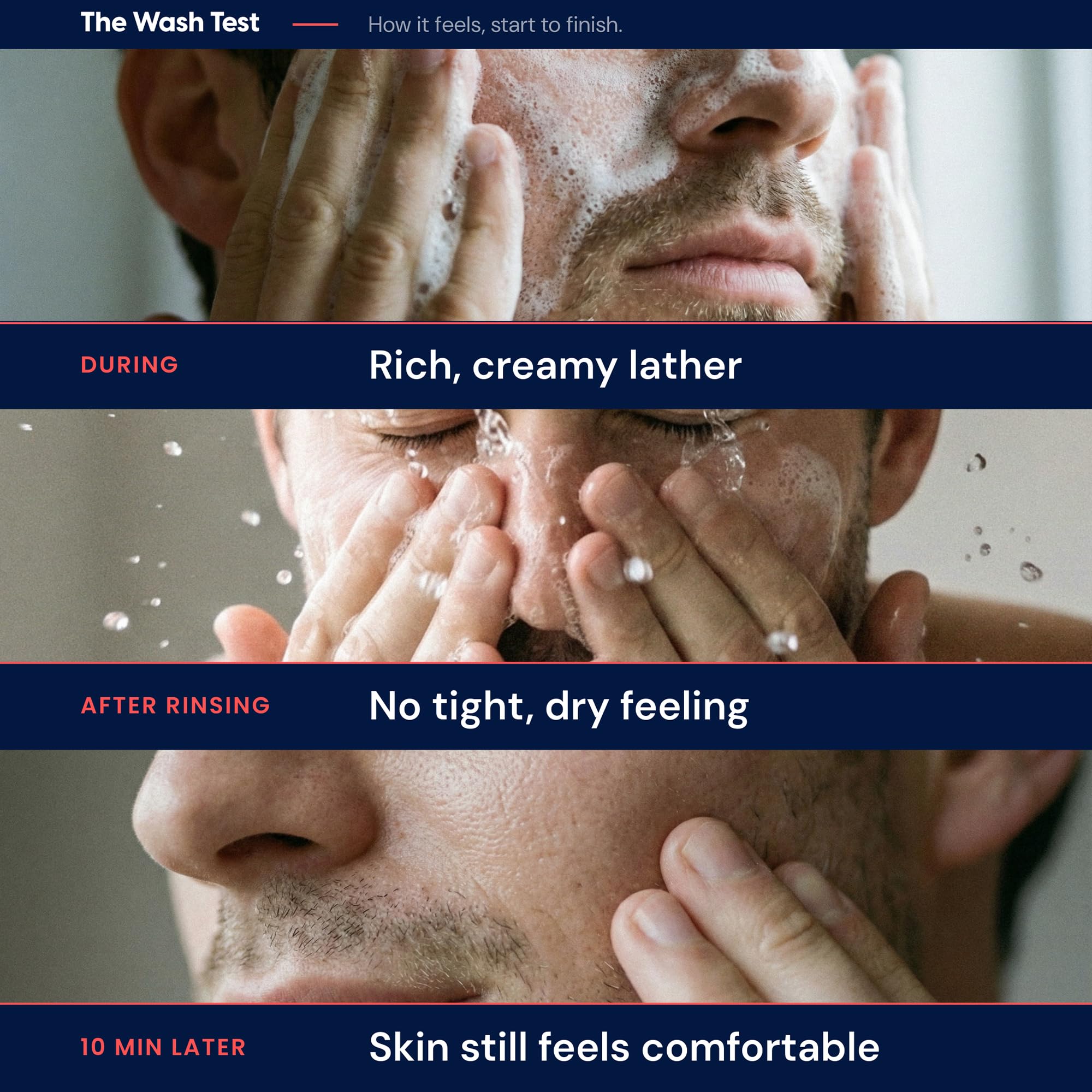 Strive - Gel limpiador facial hidratante profundo para hombre, limpiador facial, cuidado de la piel para hombres, sin perfume, piel limpia, refrescante con aloe vera, ácido hialurónico y