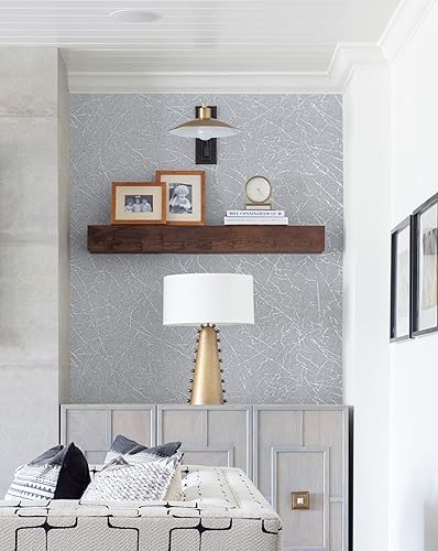 Miniatura 5 de Papel tapiz de seda plateada de 15.7 x 78.7 pulgadas, papel de contacto plateado en relieve, autoadhesivo, extraíble, papel tapiz texturizado de