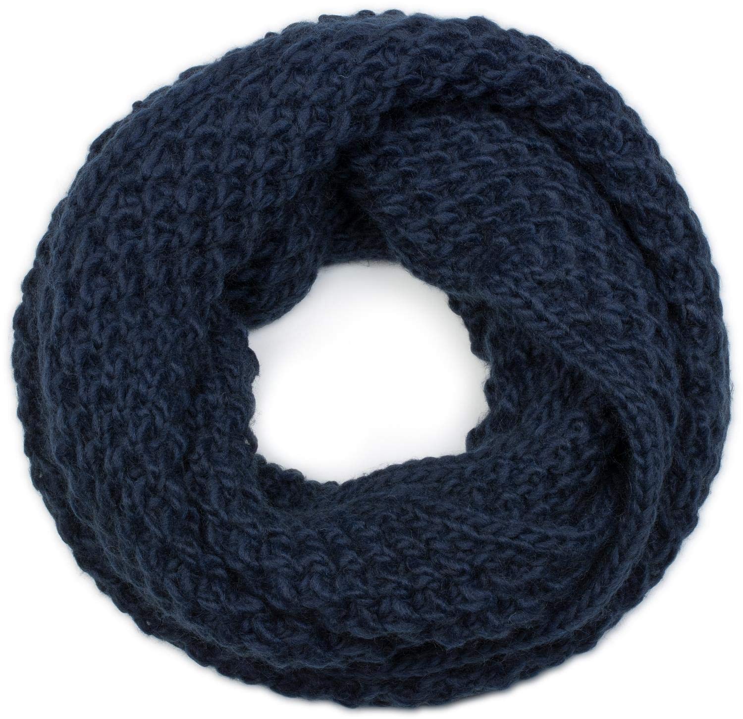styleBREAKER Unisex Winter Scarf & Snood in Rough Knit Pattern, Midnight-Blue/Dark Blue