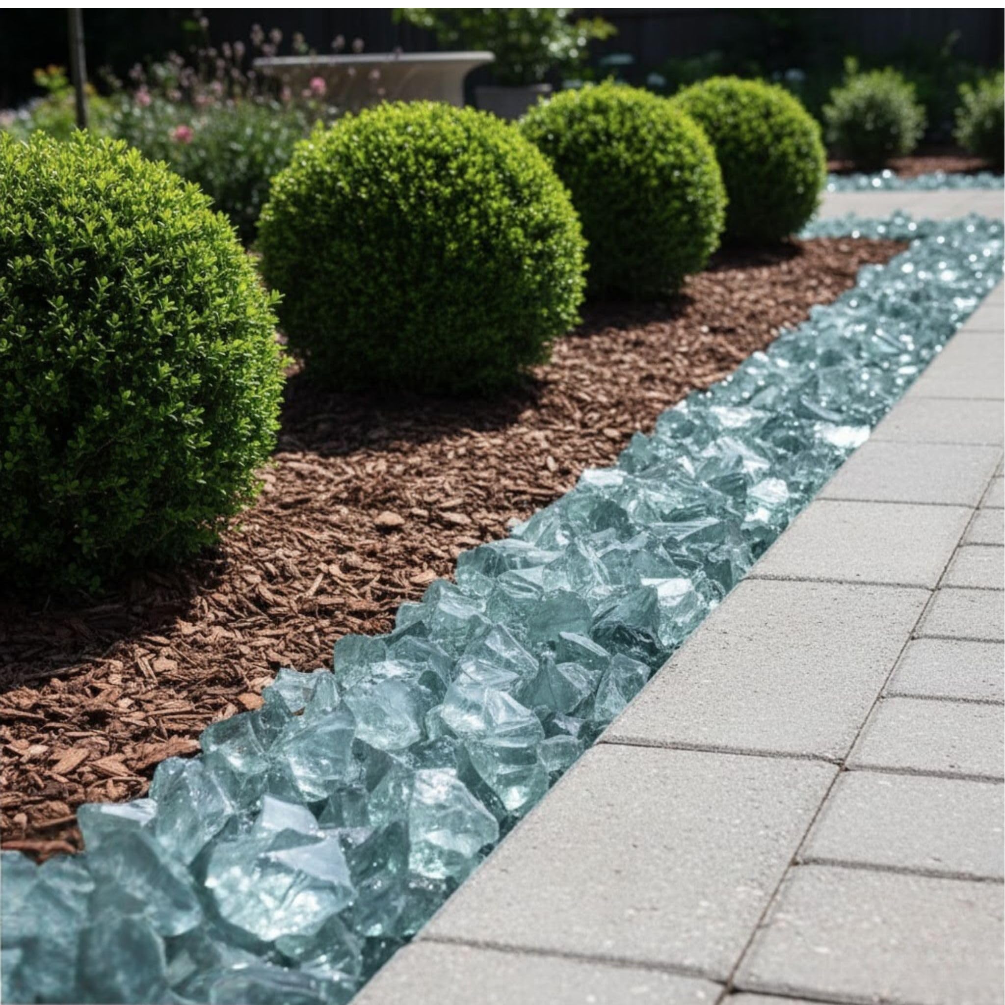 Glasbrocken Türkis 20 kg (5-10 cm) – Recyceltes Dekoglas für Biokamine, Gabionen & Garten | Wetterfeste Steine für Bodenvasen & Außenbereich