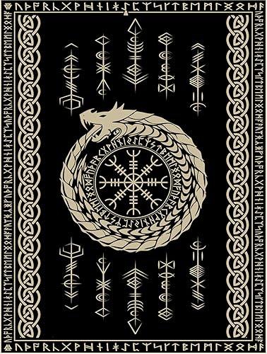 Miniatura 1 de Arte nórdico Vikings Runes, pintura de diamante, fantasía, dragón, obra de arte de pared de brújula vikinga, arte de pared 5D de taladro completo,