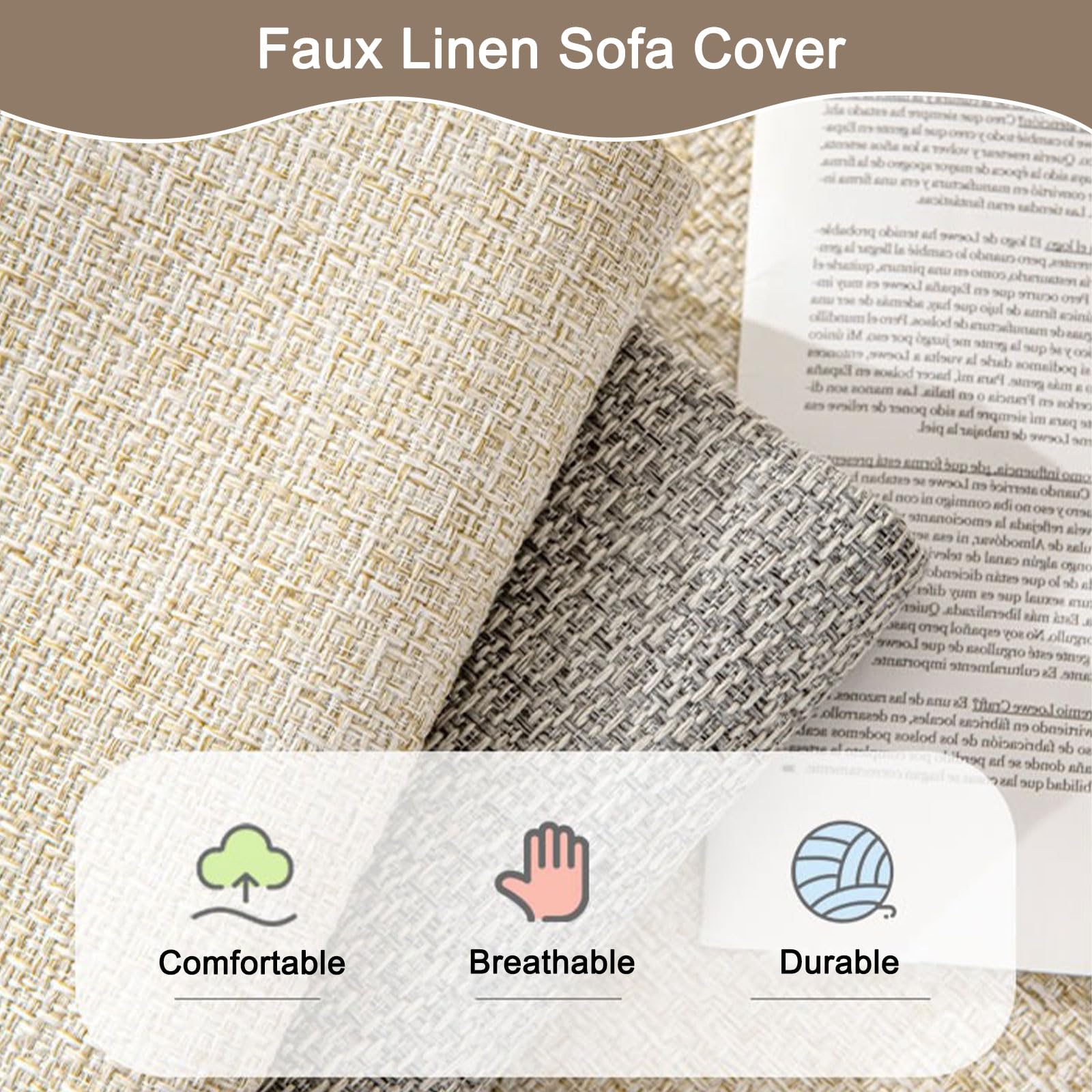 Housse de canapé pour Animaux, en Coton et Lin Lavable, idéale pour Les Chiens. Antidérapante et Anti-Rayures, Couleur Beige, 90 x 210 cm.