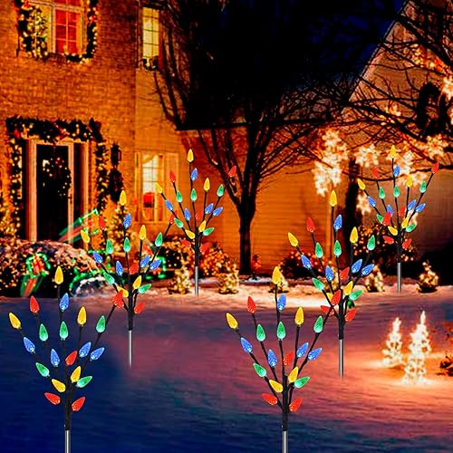 Miniatura 8 de Paquete de 6 luces solares C6 de 120 luces LED de Navidad, decoraciones de Navidad, luces de patio al aire libre, 8 modos de luces impermeables para
