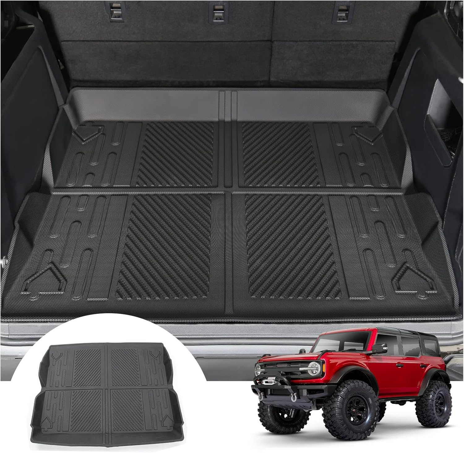 Mabett Cargo Liner Non-Slip Mat for Ford Bronco Accessories, All-Weather Protection Trunk Mat Fit Bronco 2021 2022 2023 2024 4-Door Black 4-Door Cargo Liner