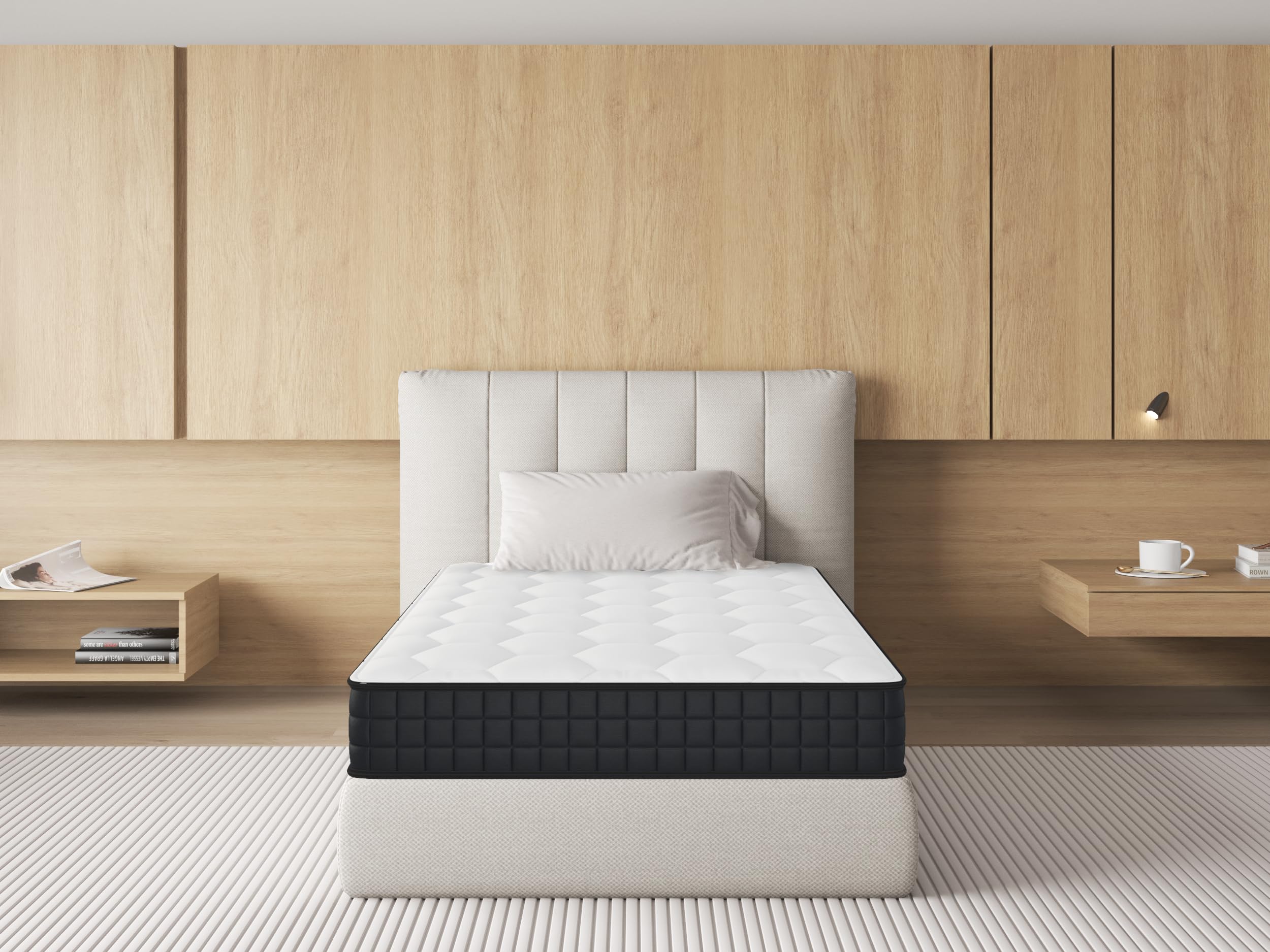 Matelas 90x190CM,Epaisseur 12CM,Matelas Mousse pour 1 Personnel,Moelleux,Confortable,Respirant (90x190x12CM)