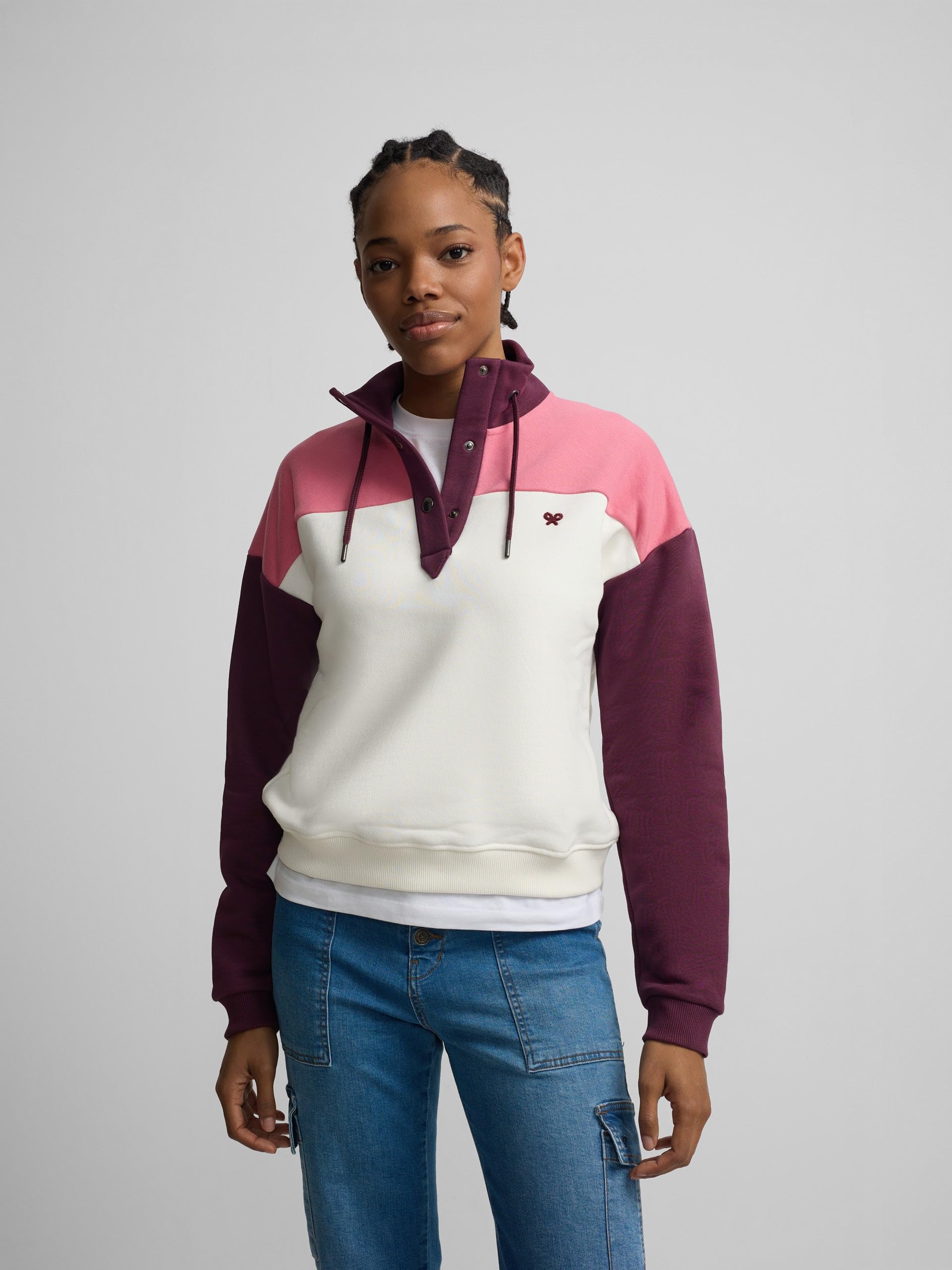 SILBON Sudadera Woman Cuello Botones para Mujer