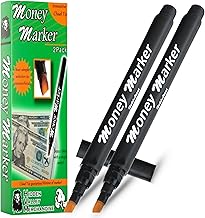 HVM Counterfeit Money Detector Pen (2 Counterfeit Pens) - Money Marker Bill Detector Pen with Upgraded Chisel Tip - Detect Fake Bills, Universal False Currency Checker Pack
