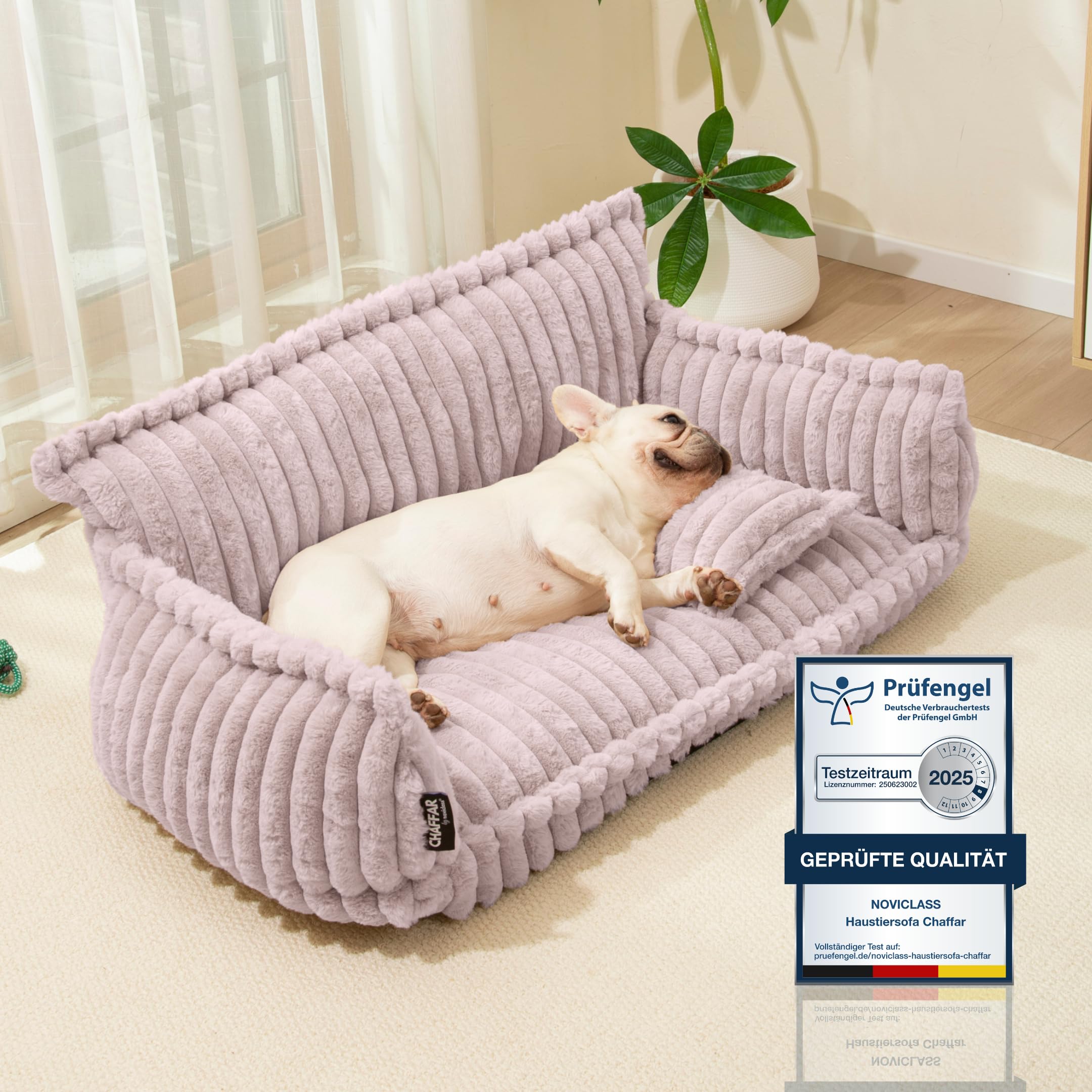 noviclass® Hundesofa Chaffar Hundebett | Orthopädische Matratze | Moderner Stil | Cord-Design Größen (Zartrosa, L (100cm))
