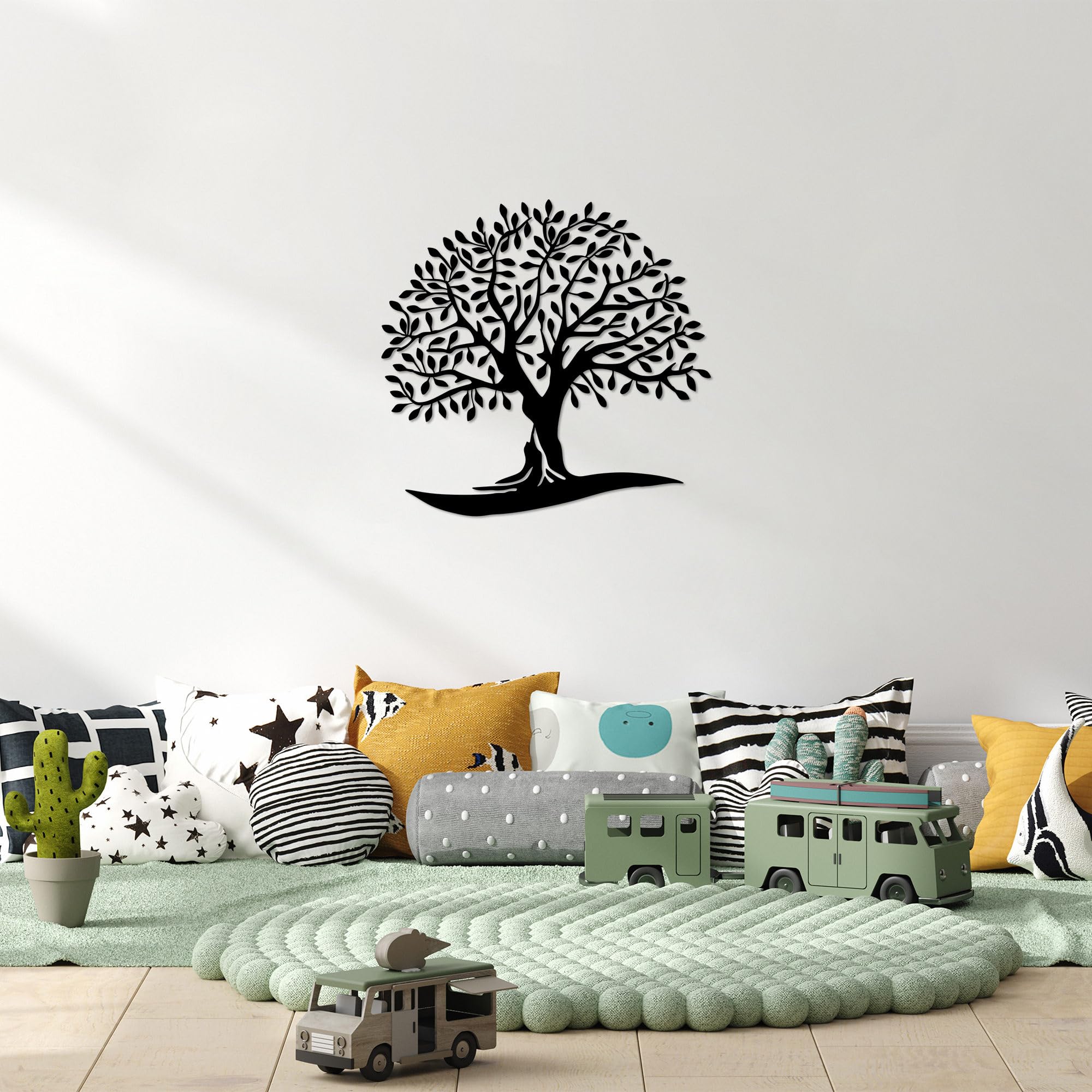 Stylish Black Decorative Metal Wall Accessory, 64 x 66 cm, 100% Metal, 1.5 cm Thickness, Perfect for Modern Home Decor & Art Display