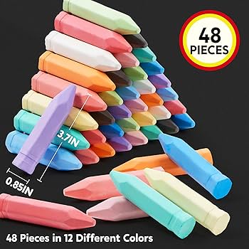 JOYIN 120 Pack Sidewalk Chalk For Kids Giant Box Non-toxic Jumbo
