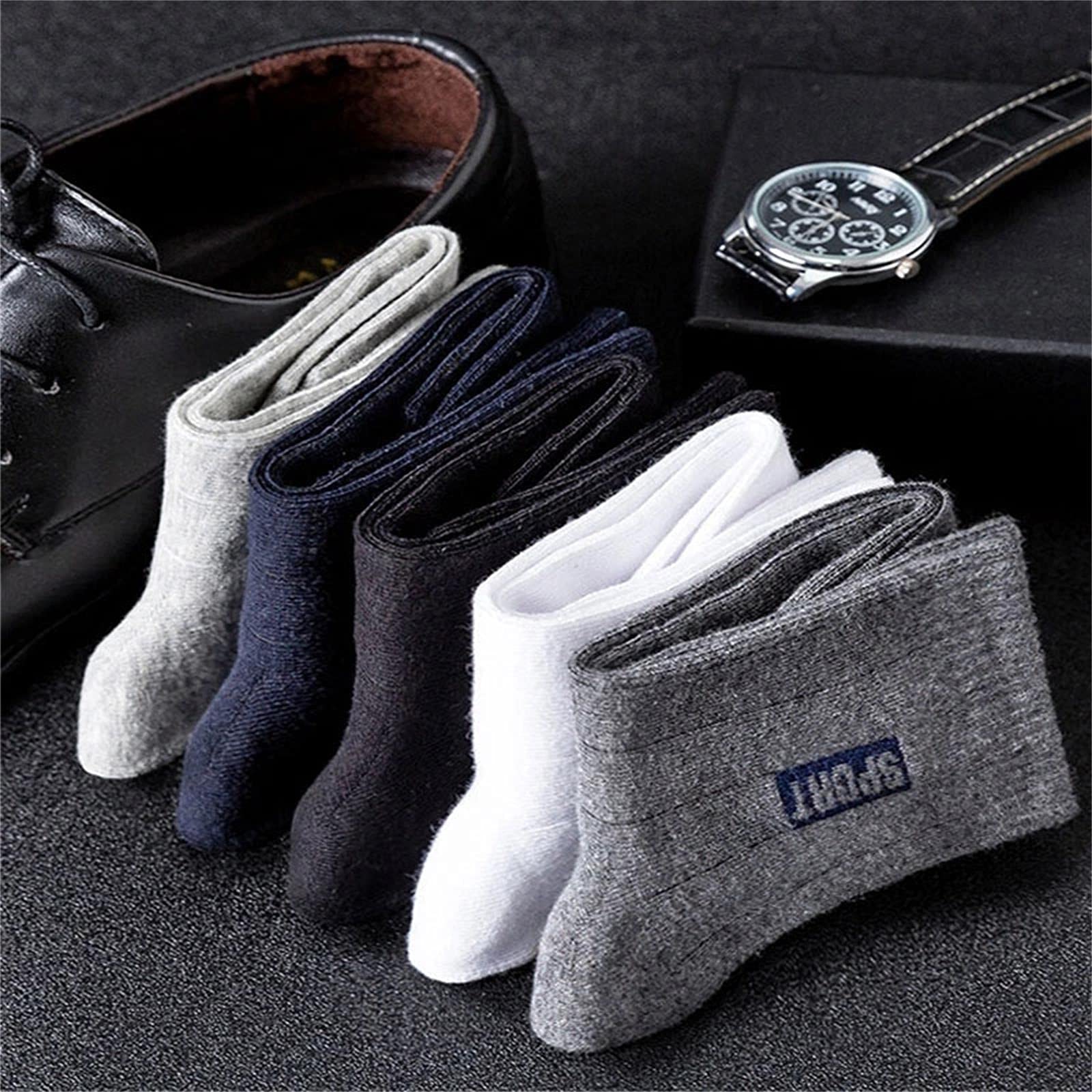 UKKO Calcetines de Hombre 20Pcs = 10Pairs Hombres Calcetines Algodón Transpirable Absorble Absaborete Medio Combillos Medios-10 Black,EUR 38-44
