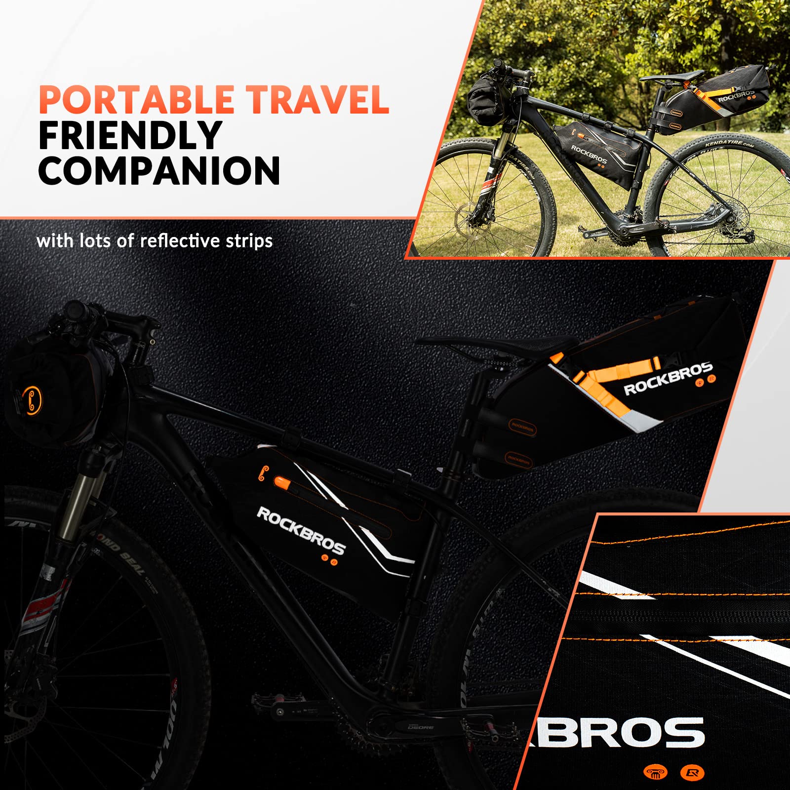 ROCKBROS Borse Bici Impermeabile, Set Diversi di Borsa Sottosella Borsa Manubrio e Borsa Telaio, per Bicicletta MTB, Grande Capacità, Accessori Bici