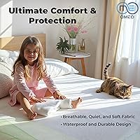 Vista 4 de OMEO Protector de colchón impermeable tamaño King, transpirable, suave, lavable a máquina, funda de colchón de algodón para cama