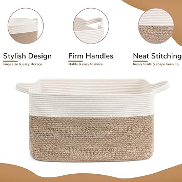 Goodpick Woven Baskets for Storage, Rectangle Basket for Laundry
