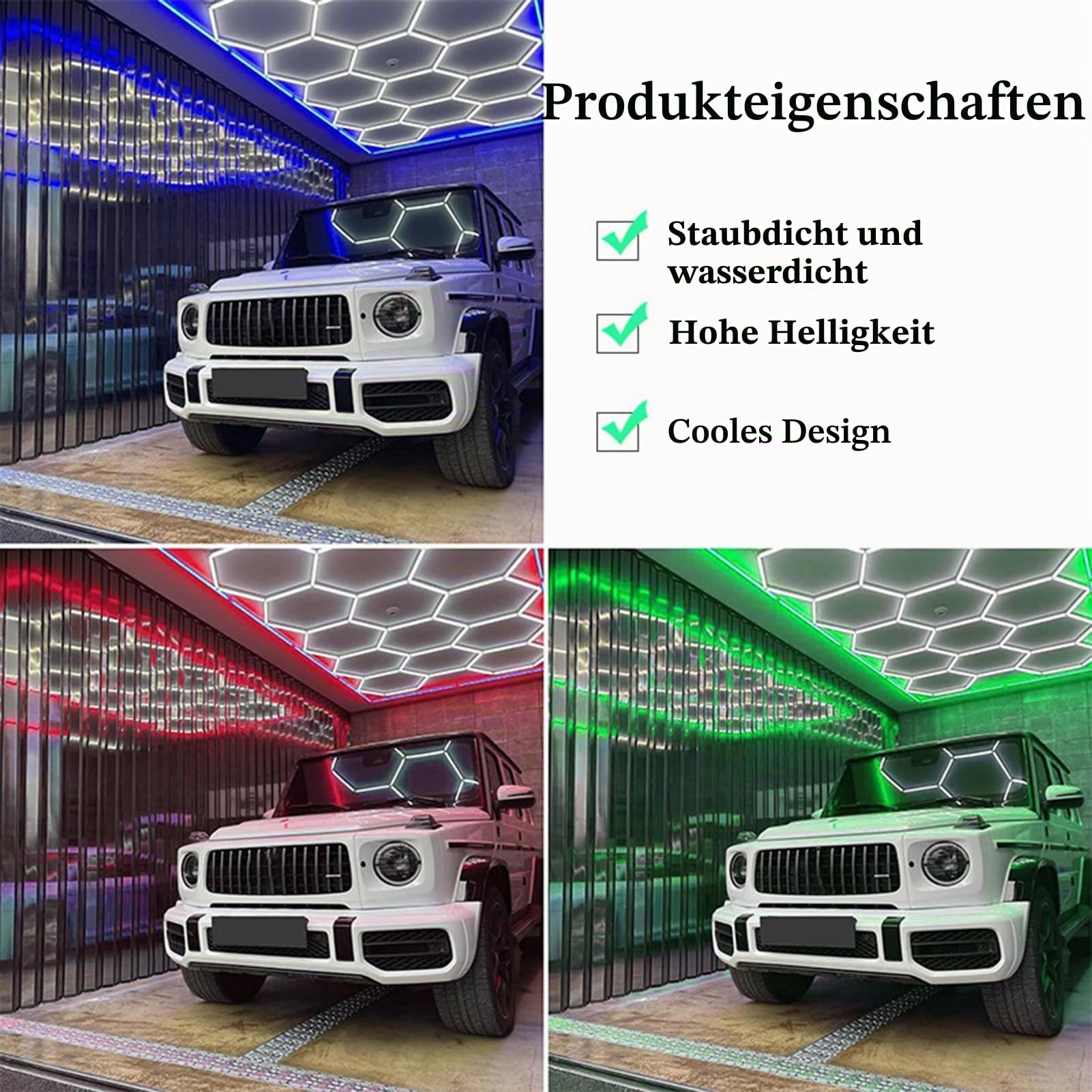 Sechseckige Garagenleuchten 6500K Hexagon LED Garage Light LED Garagenlichter für Autoaufbereitung Garage Werkstatt und Fitnessstudio,A