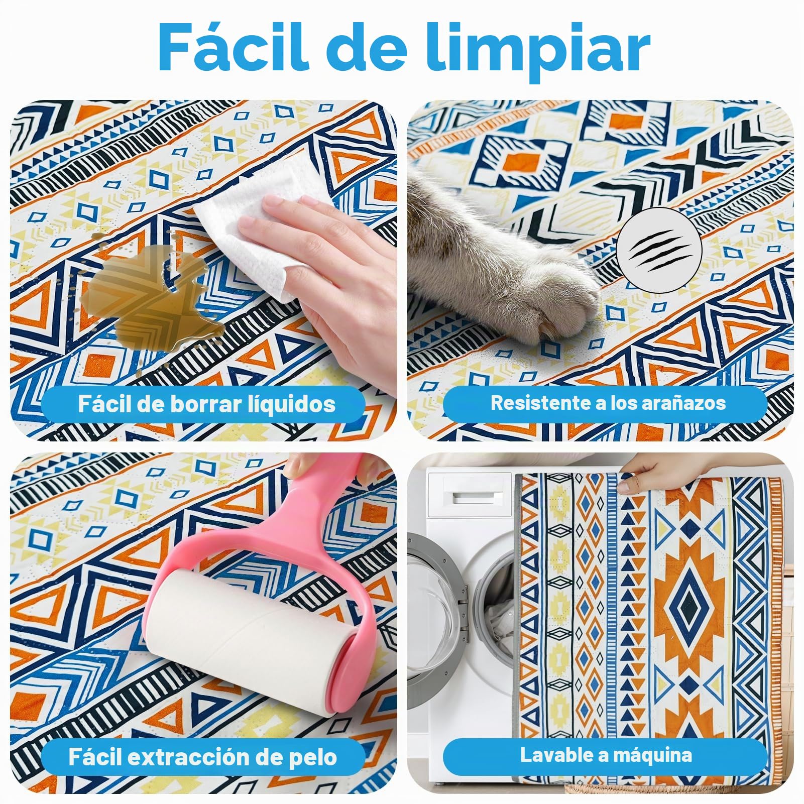 100% Manta Impermeable de Doble Cara para Perro, Manta Bohemia para Cama de Perro, Protector de Muebles de sofá para Cachorros, Gatos y niños, Lavable y Reversible