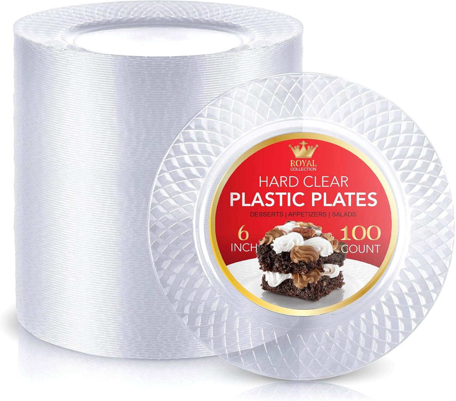 Stock Your Home Premium Clear Plastic Dessert Plates, 6