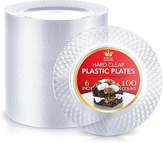 Stock Your Home Premium Clear Plastic Dessert Plates, 6" Inch Appetizer, Dessert, and Party Plates (100 Count) Heavy Duty Hard Plastic Disposable Wedding Cake Plates, Crystal Clear for Holiday Parties