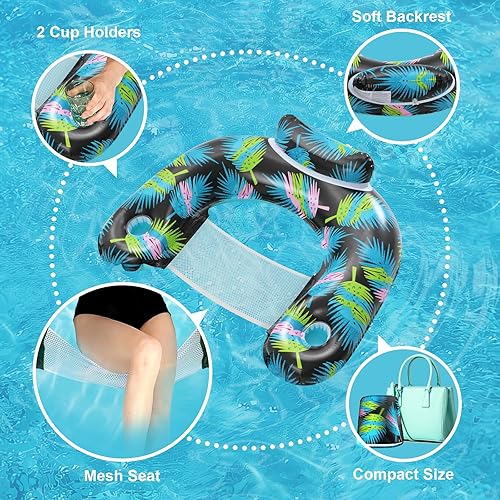 Miniatura 4 de ANNIL3 Pack Adult Inflatable Pool Floats Chair, Water Leisure Inflatable Floating Chair,Drink Holder, Ergonomic Headrest,Pool Floaties for Adults