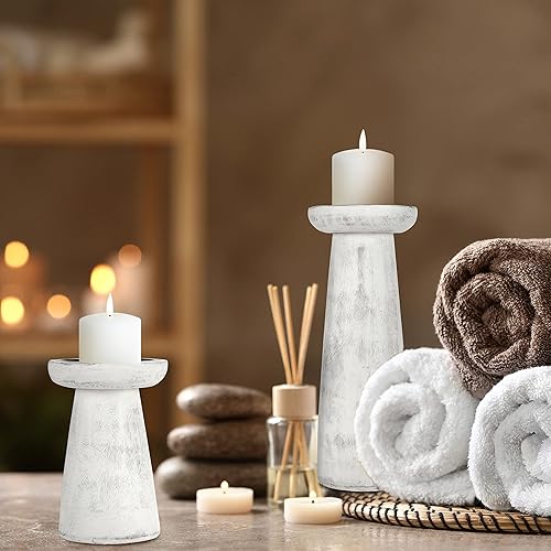 Miniatura 4 de Juego de 3 portavelas de pilar de madera hecho a mano, ideal para velas LED y pilares, regalo para bodas, Navidad, fiestas, hogar, spa, reiki,