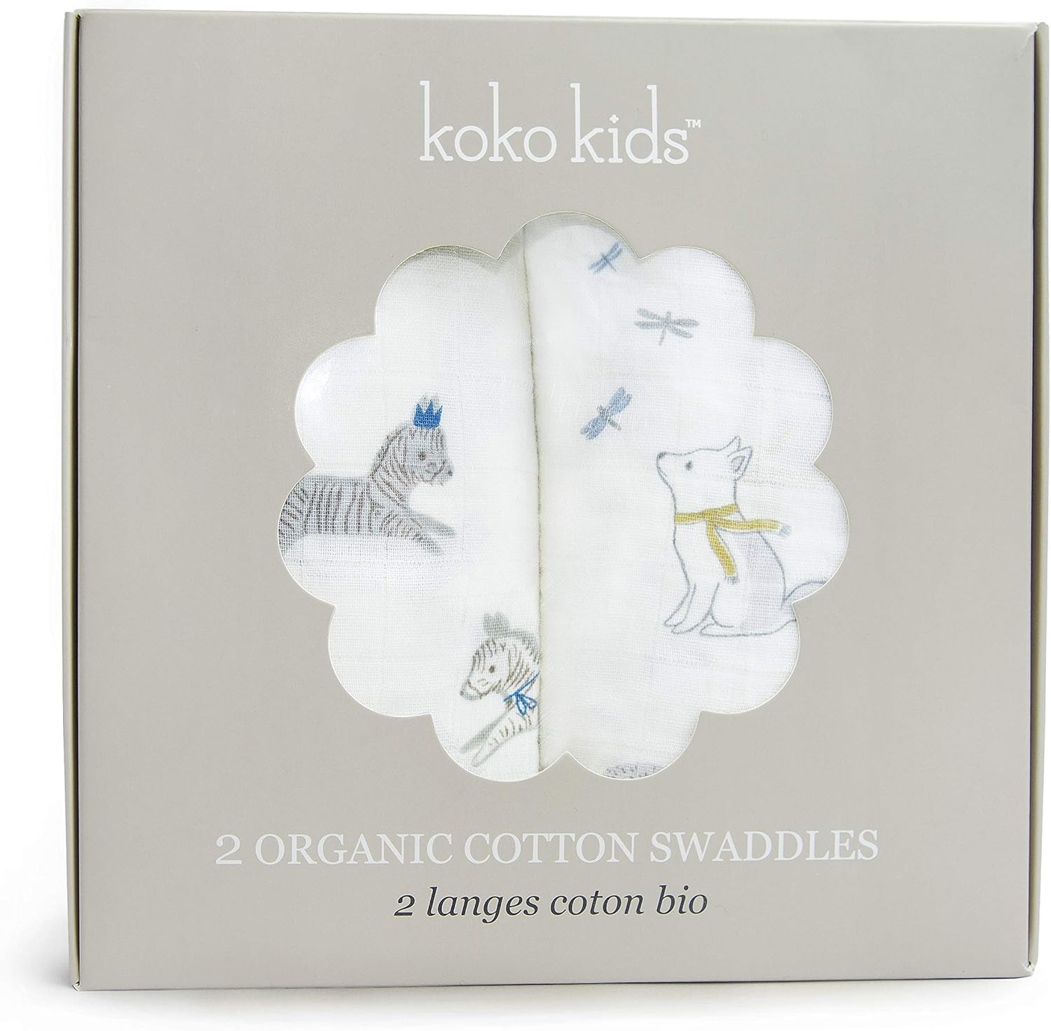 Koko Kids® 100 Organic Cotton Swaddles 2 Pack, PreWashed