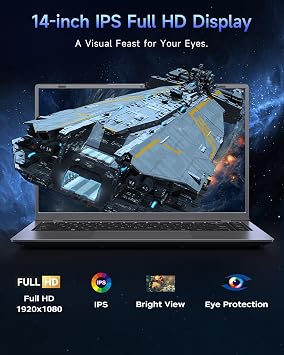 14 Laptop Computer,Pentium Gold 6500Y (Up to 3.4GHz), 32GB RAM 1TB SSD, Grey Laptops with Type-C, HDMI, USB3.2, BT5, WiFi 5, Lightweight Business Laptop