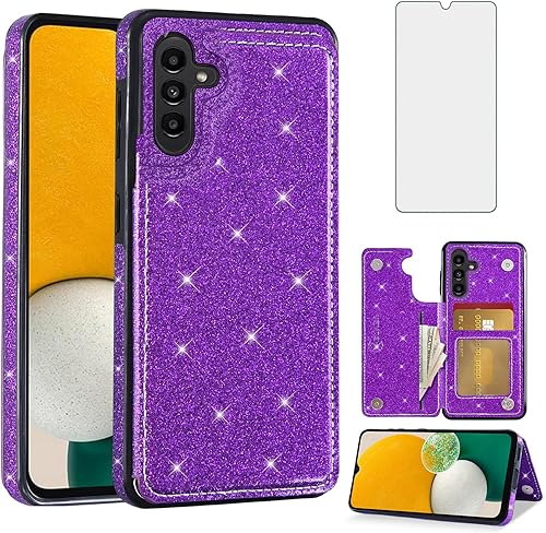 Asuwish Funda de teléfono para Samsung Galaxy A13 5G Funda tipo cartera con protector de pantalla y soporte para tarjetas, accesorios de cuero con