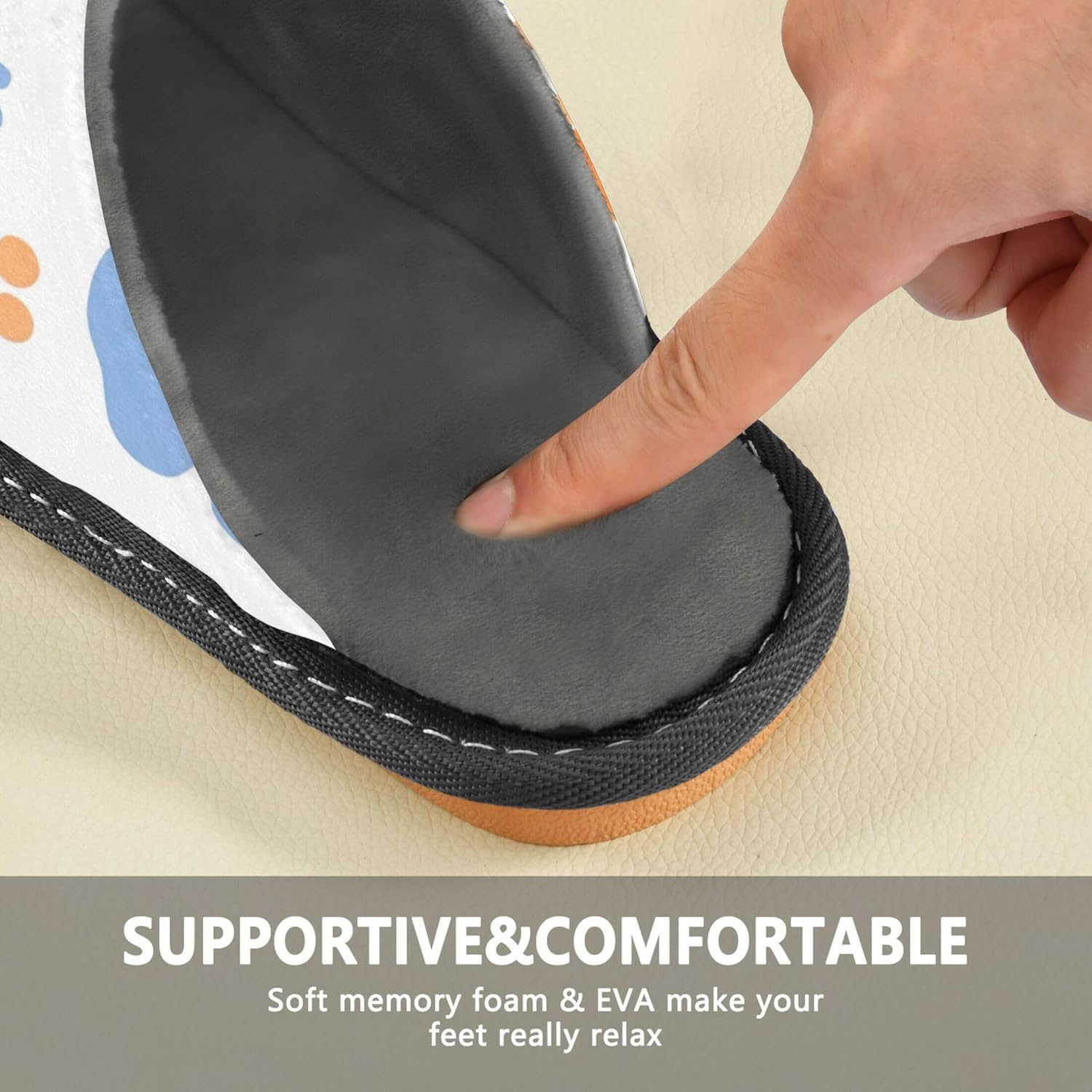 Dog Paw Print House Slippers – Cozy Fuzzy Slippers for Guests, Washable & Disposable, Perfect for Shoeless Home, Spa & Hotel Use A111016