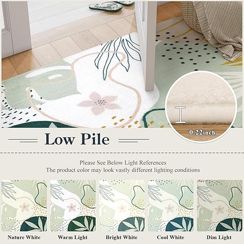 Miniatura 7 de Lahome Alfombras Verdes Lavables a Máquina para Sala de Estar - Área de 4x6 para Dormitorio, Manta Antideslizante Liviana para Comedor, Estampado