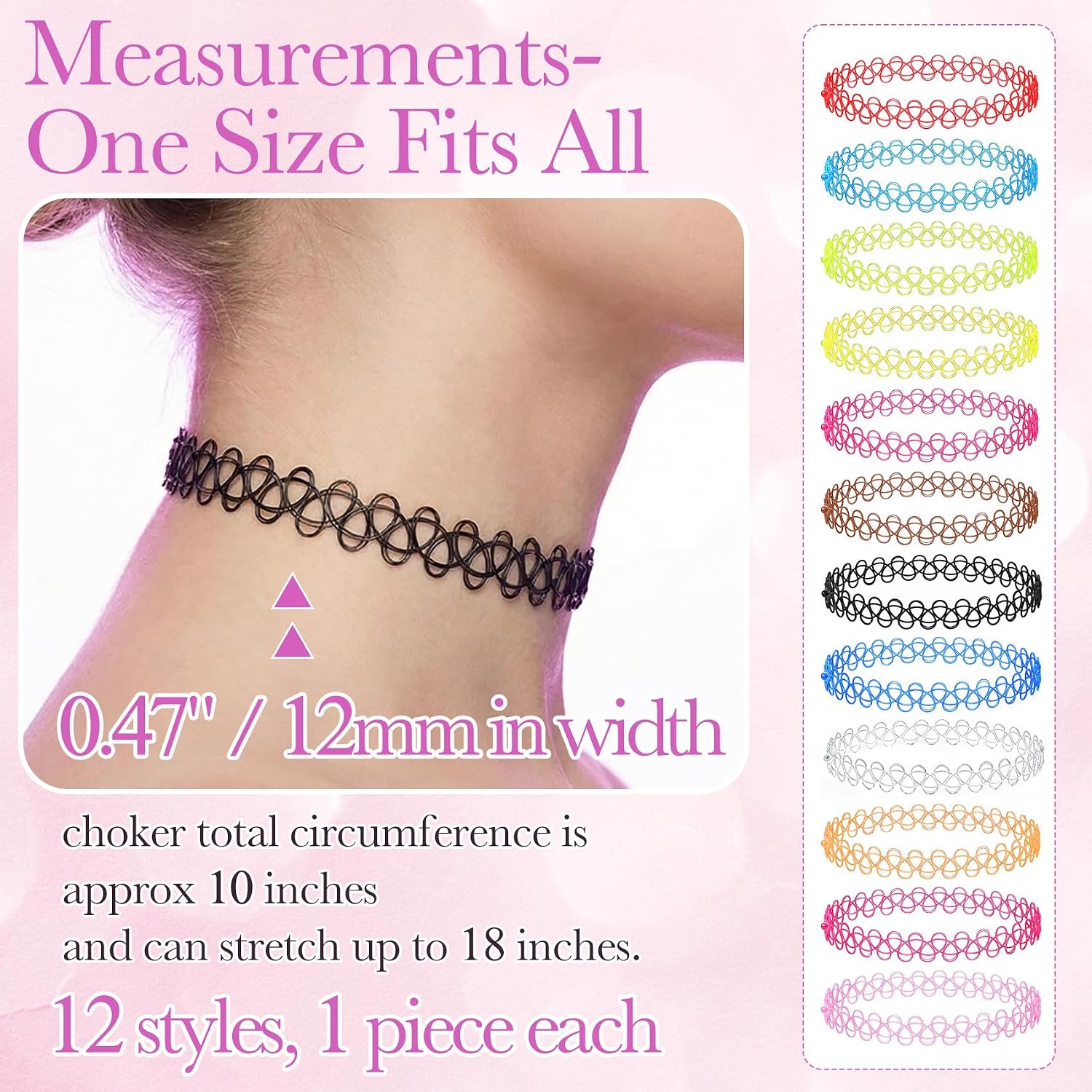  Tattoo Choker Set, Stretchy 90s Choker Necklace, Adjustable Retro Y2K Gothic Grunge Chokers Jewelry Accessories thumbnail