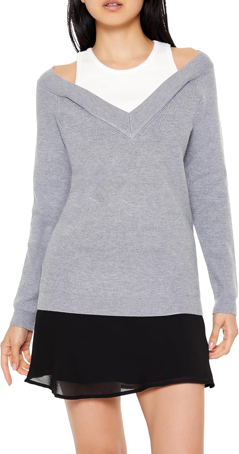 Forever 21 Women's Combo Tank Top Sweater Medium Grey