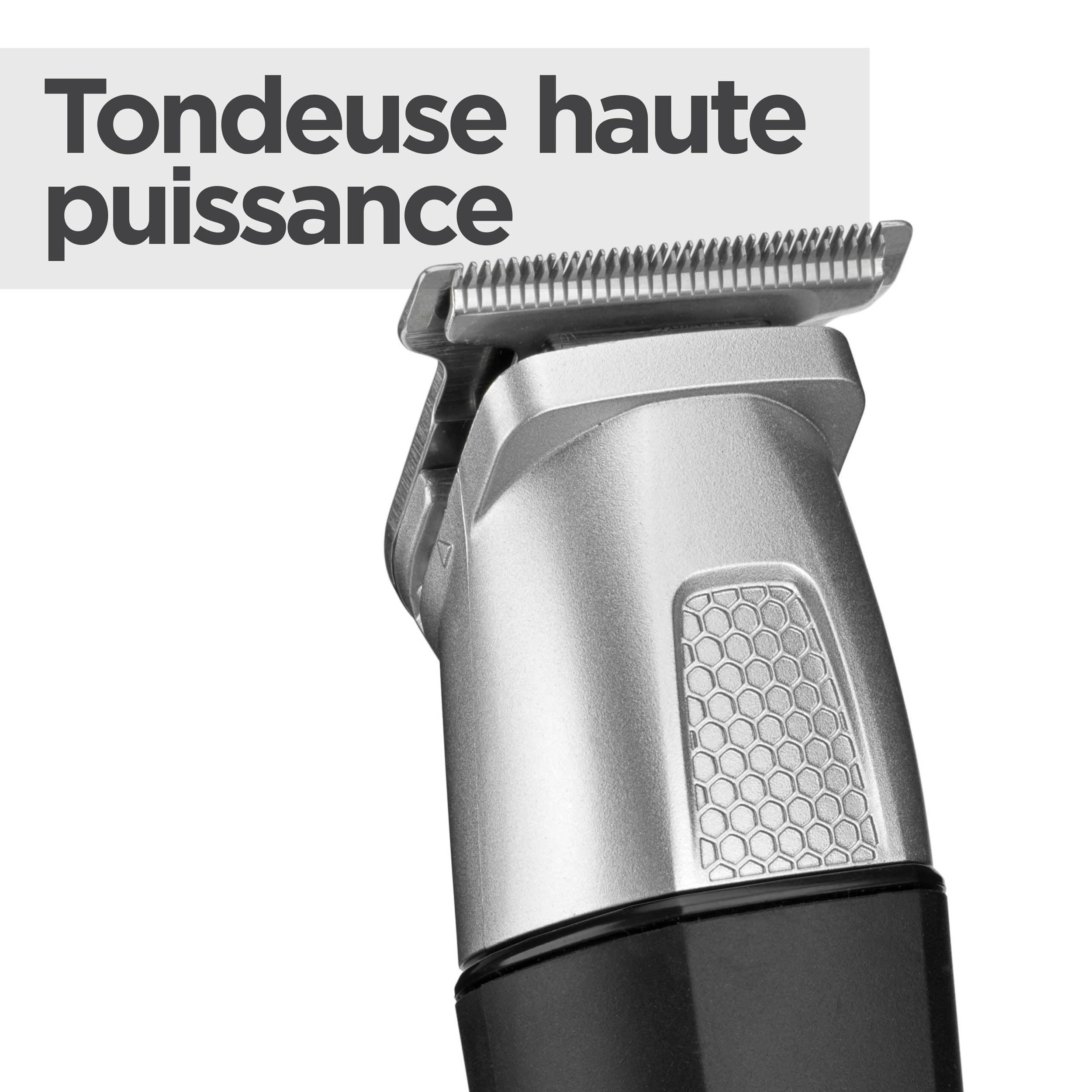 BaByliss Tondeuse Multi-usages Lithium Power 11-in-1 - Kit complet sans fil incluant une tondeuse barbe,cheveux et nez, oreilles et sourcils, Waterproof, Noir/Gris, MT812E