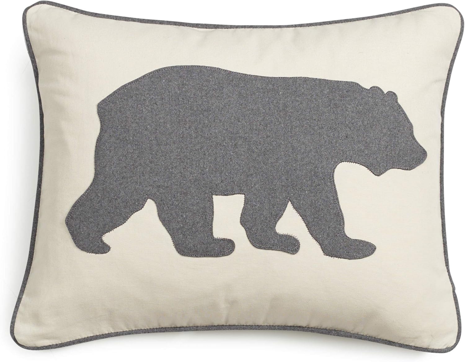 Eddie Bauer Home | Home Collection | 100% Cotton Twill Signature Bear Design Decorative Pillow, Zipper Closure, Easy Care Machine Washable, 16" x 20", Grey: Home & Kitchen