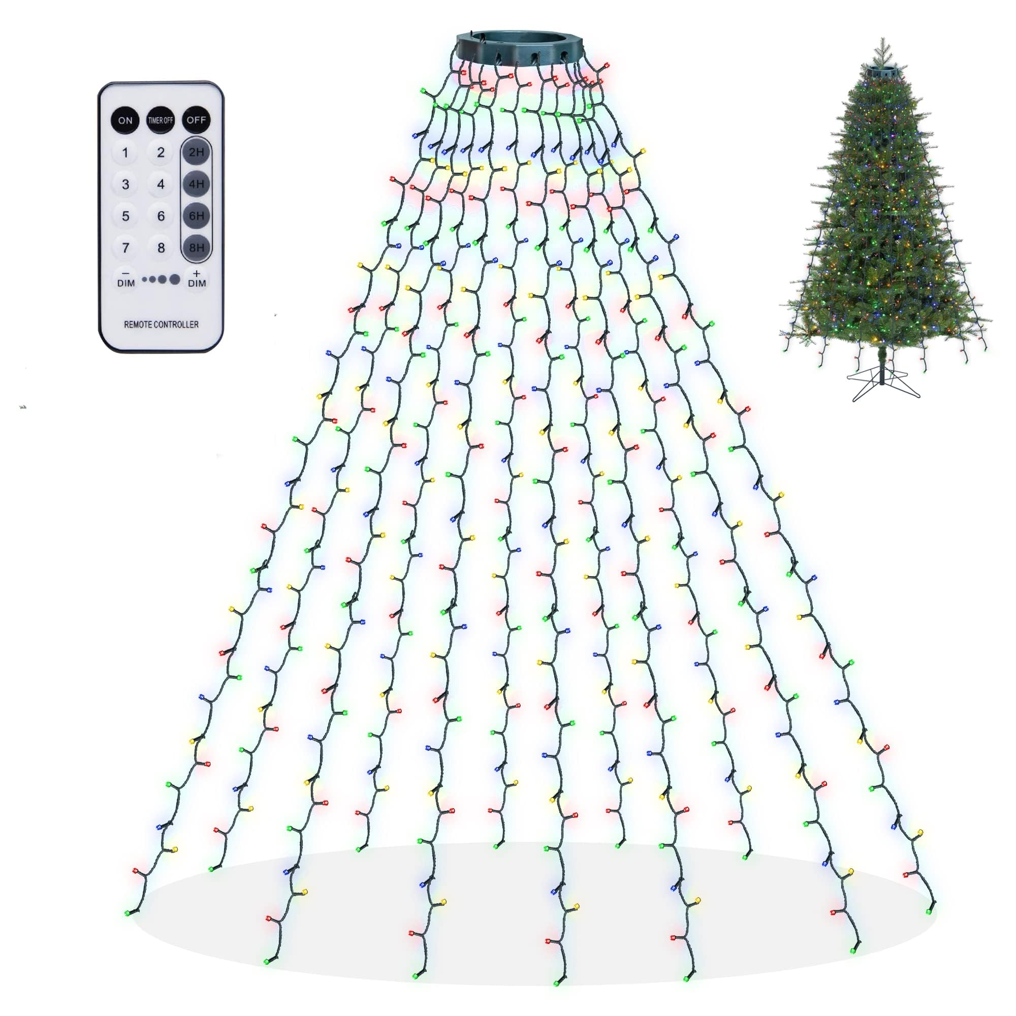 Dazzle Bright Christmas Tree Lights, 448 LED Waterfall Tree Topper